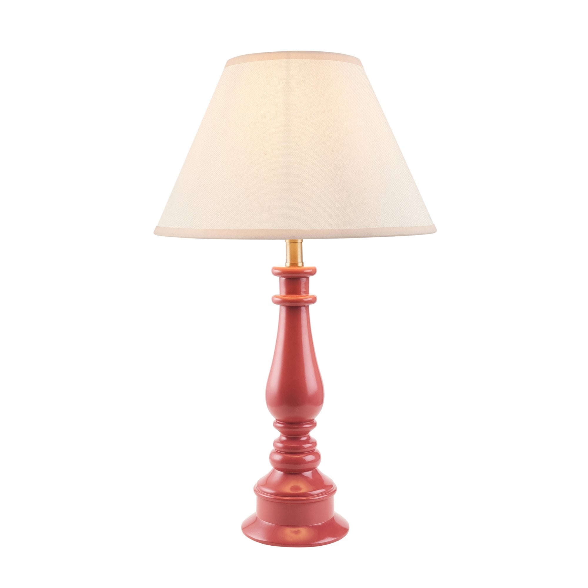 Endon Myrtle Gloss Pink Clay Table Lamp & Ivy 30cm Vintage White Shade
