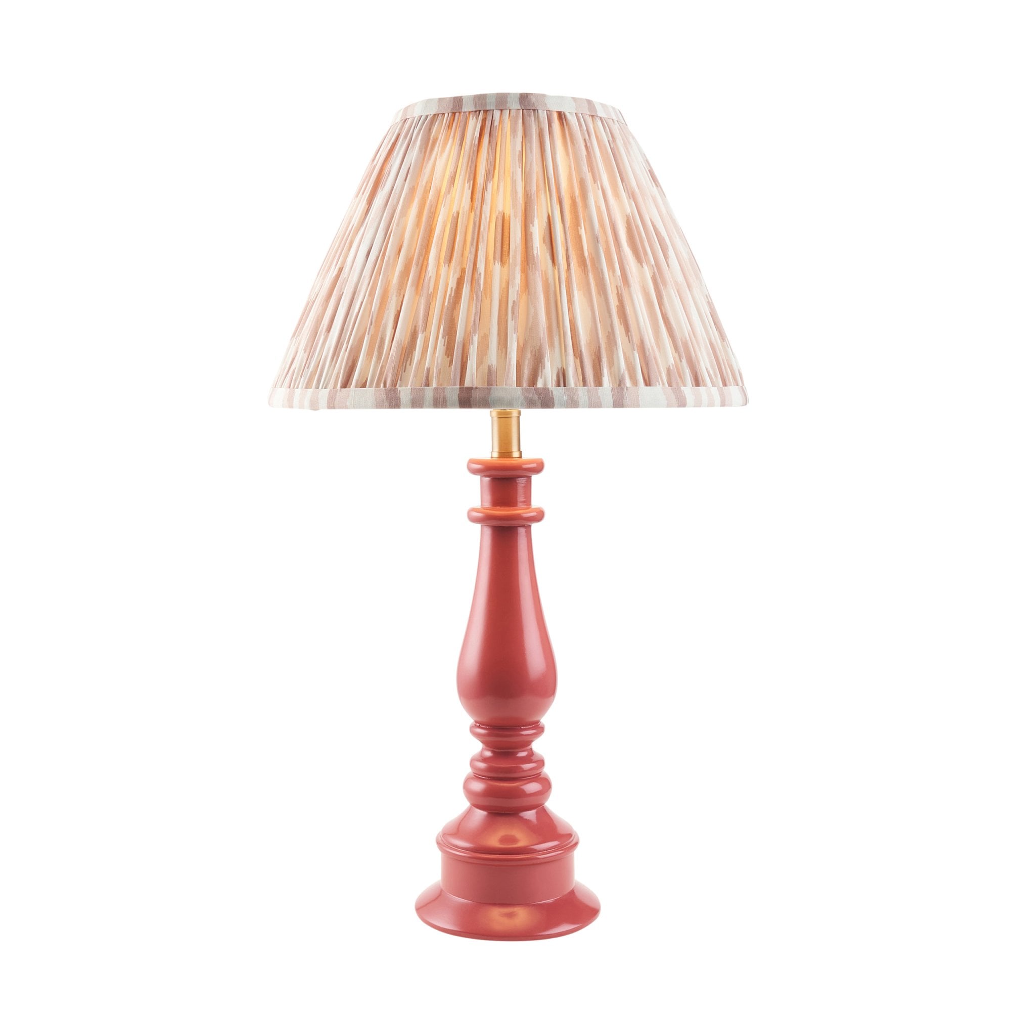 Endon Myrtle Gloss Pink Clay Table Lamp & Ikat 30cm Neutral Shade