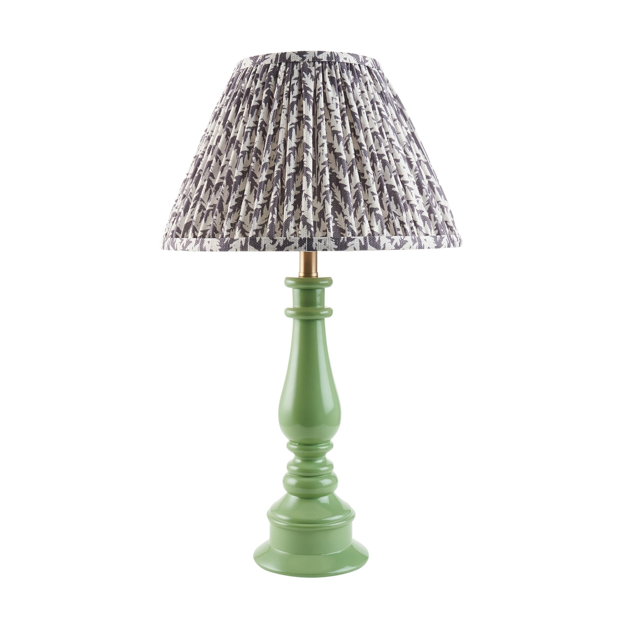 Endon Myrtle Gloss Cotswold Green Table Lamp & Leaf 30cm Pearl Grey Shade