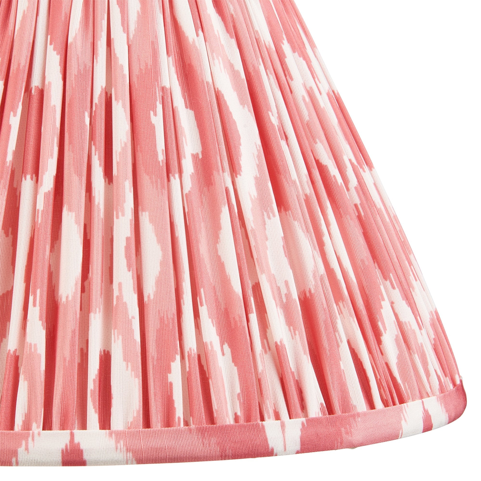 Endon Myrtle Gloss Cotswold Green Table Lamp & Ikat 30cm Coral Pink Shade
