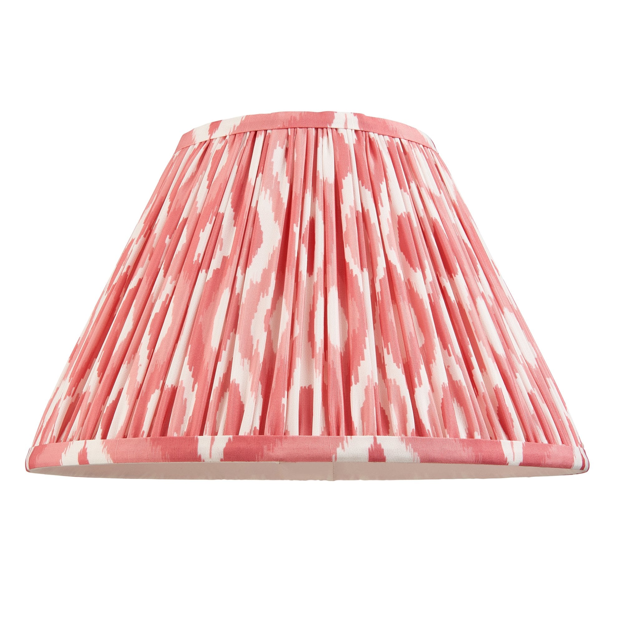 Endon Myrtle Gloss Cotswold Green Table Lamp & Ikat 30cm Coral Pink Shade