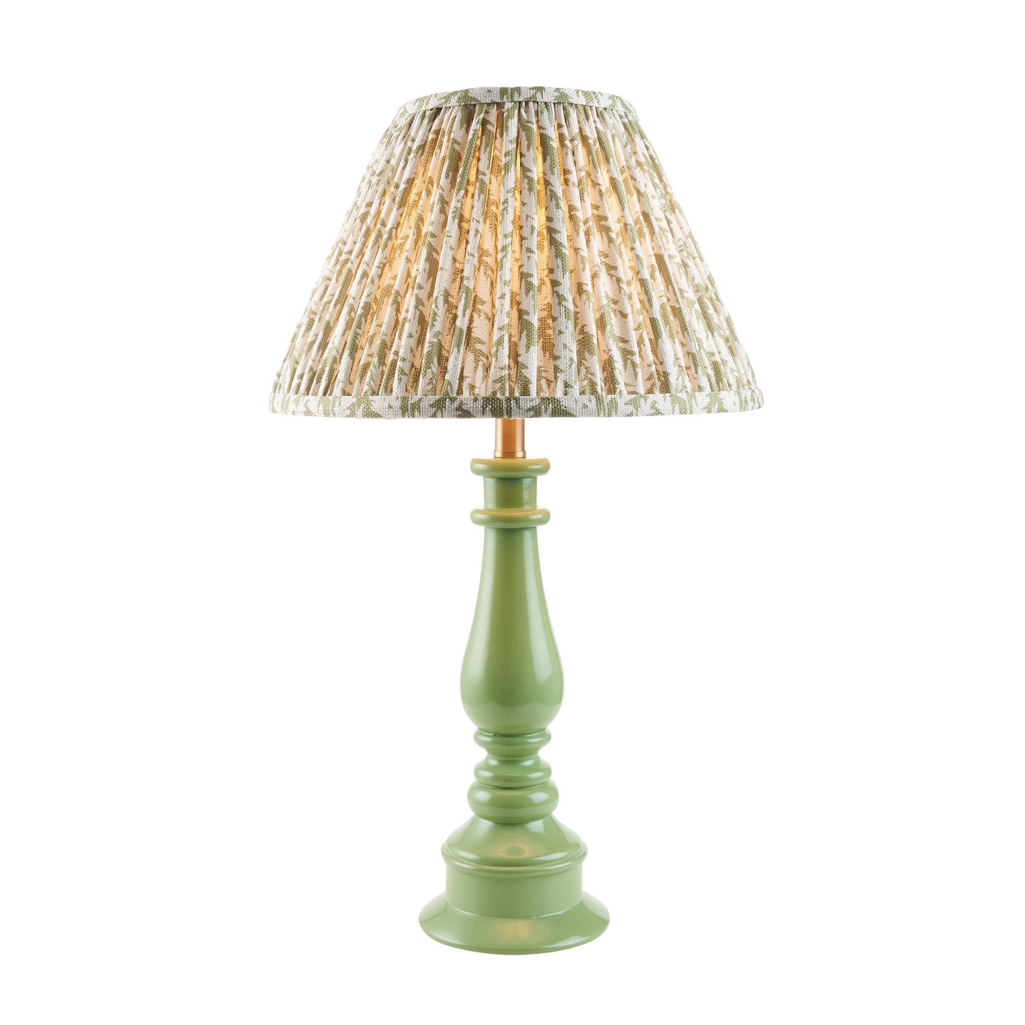 Endon Myrtle Gloss Cotswold Green Table Lamp & Leaf 30cm Herb Garden Green Shade