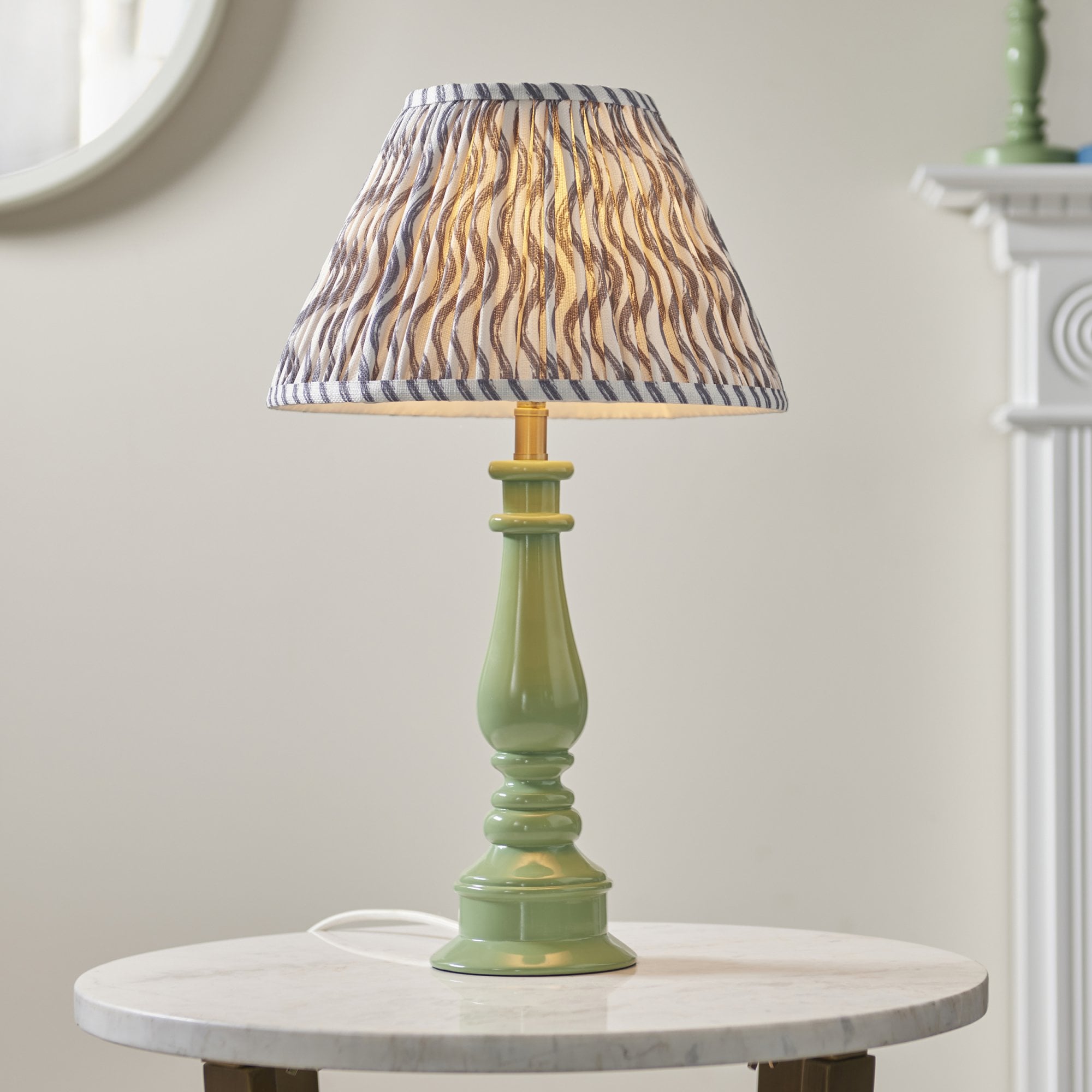 Endon Myrtle MD208423 Table Lamp & Ripple 30cm Pearl Grey Shade