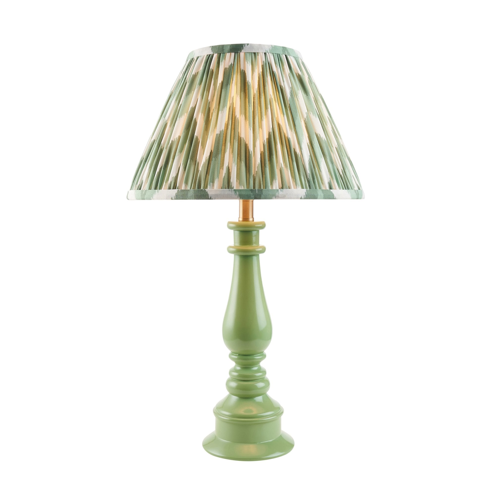 Endon Myrtle Gloss Cotswold Green Table Lamp & Zigzag 30cm Cotswold Green Shade
