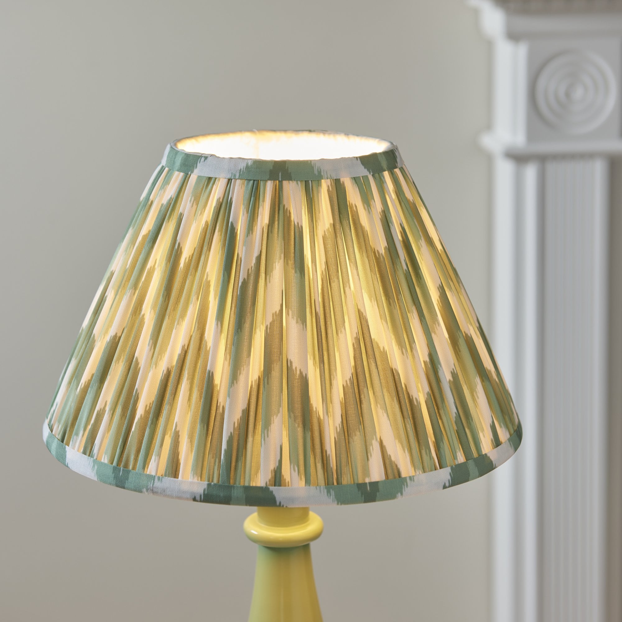 Endon Myrtle Gloss Cotswold Green Table Lamp & Zigzag 30cm Cotswold Green Shade