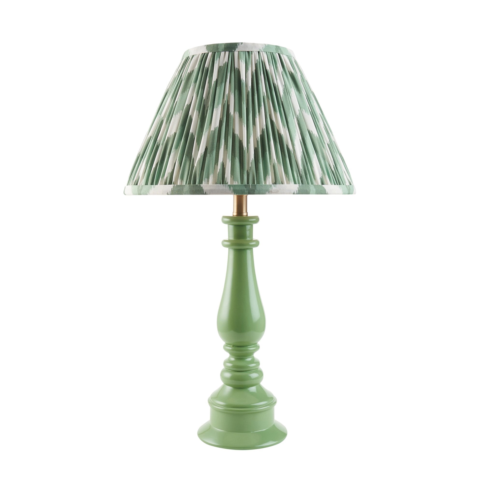 Endon Myrtle Gloss Cotswold Green Table Lamp & Zigzag 30cm Cotswold Green Shade