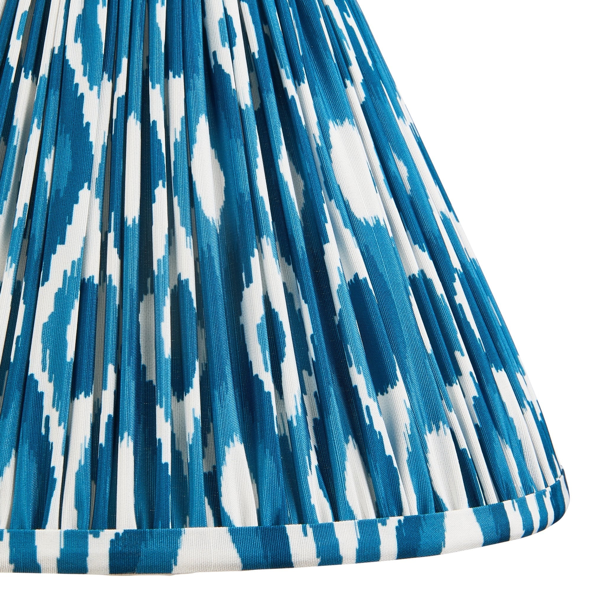 Endon Myrtle Gloss Cotswold Green Table Lamp & Ikat 30cm Marlin Blue Shade