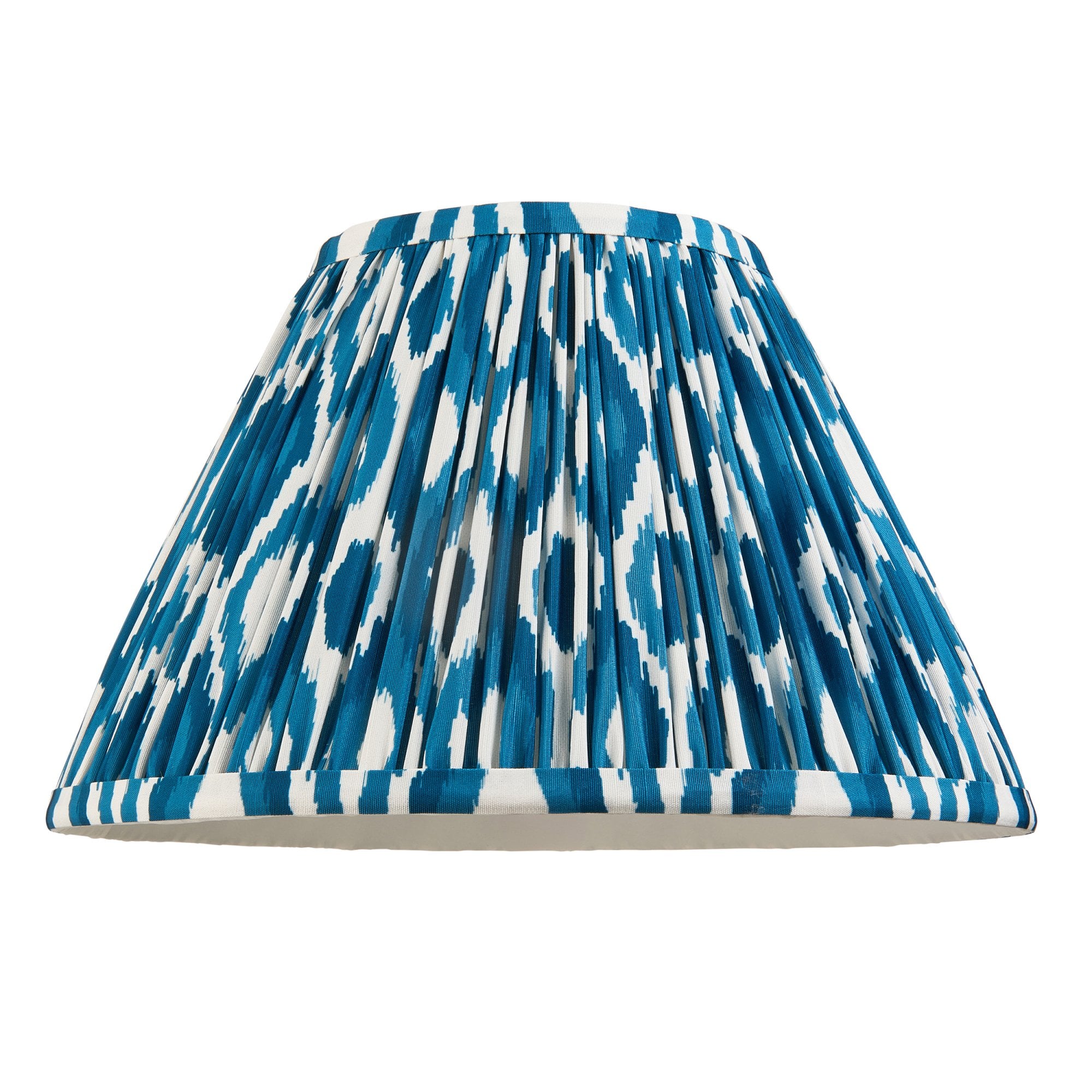 Endon Myrtle Gloss Cotswold Green Table Lamp & Ikat 30cm Marlin Blue Shade