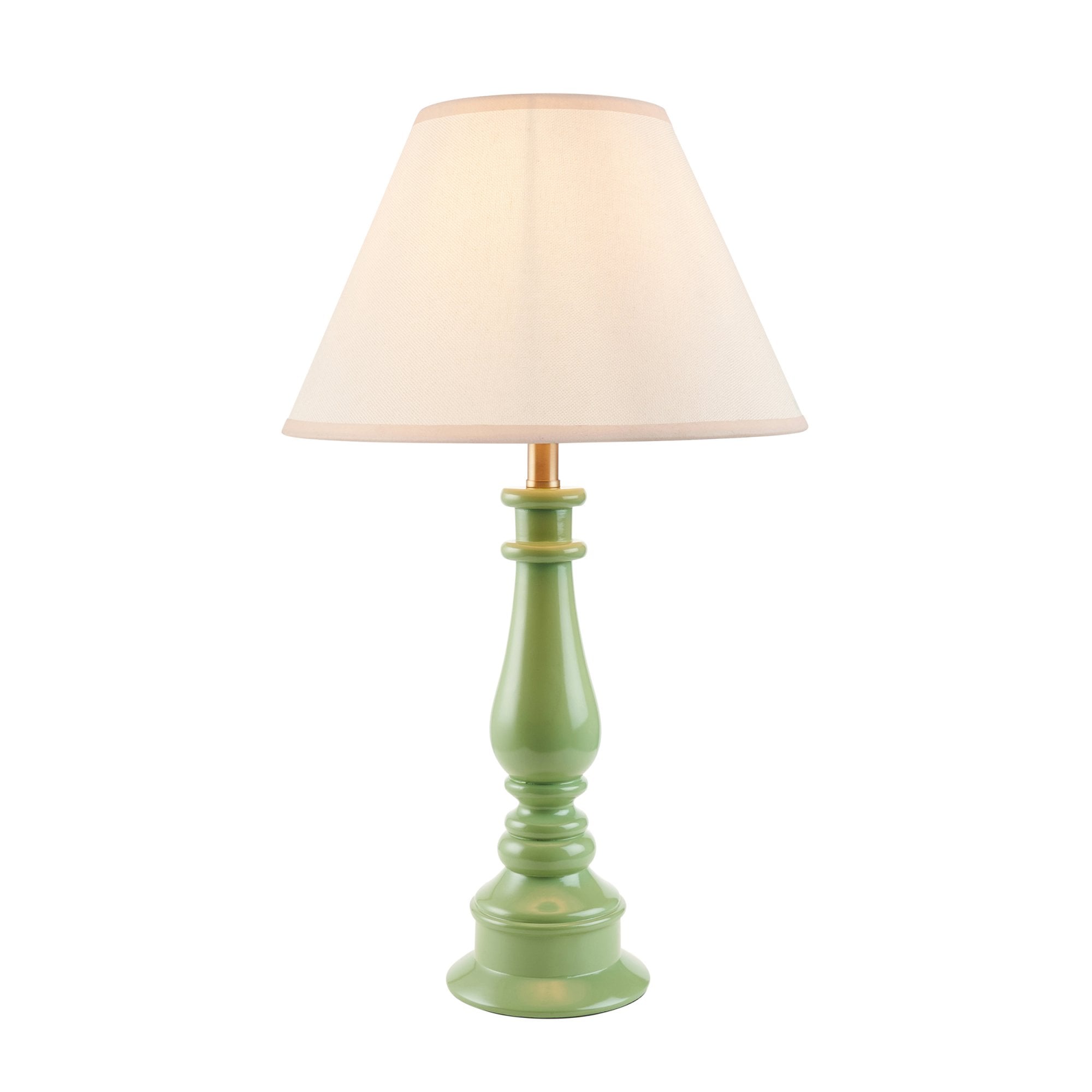 Endon Myrtle Gloss Cotswold Green Table Lamp & Ivy 30cm Vintage White Shade