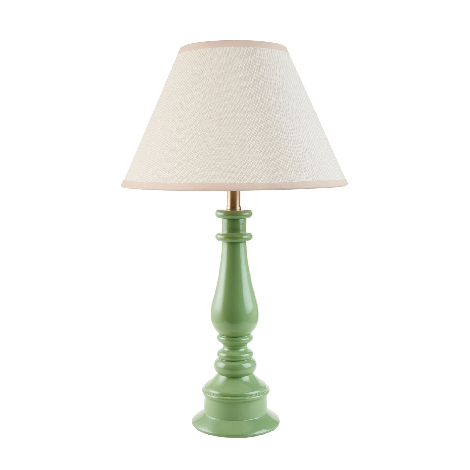 Endon Myrtle Gloss Cotswold Green Table Lamp & Ivy 30cm Vintage White Shade