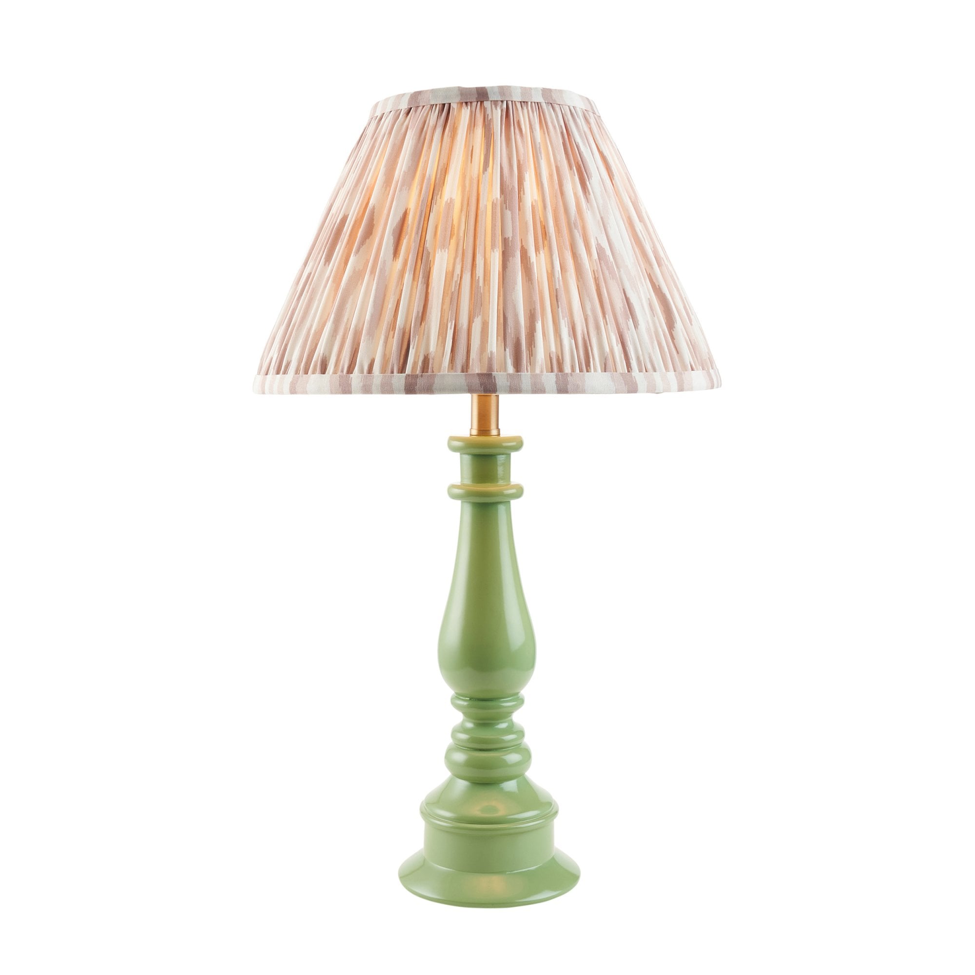 Endon Myrtle Gloss Cotswold Green Table Lamp & Ikat 30cm Neutral Shade