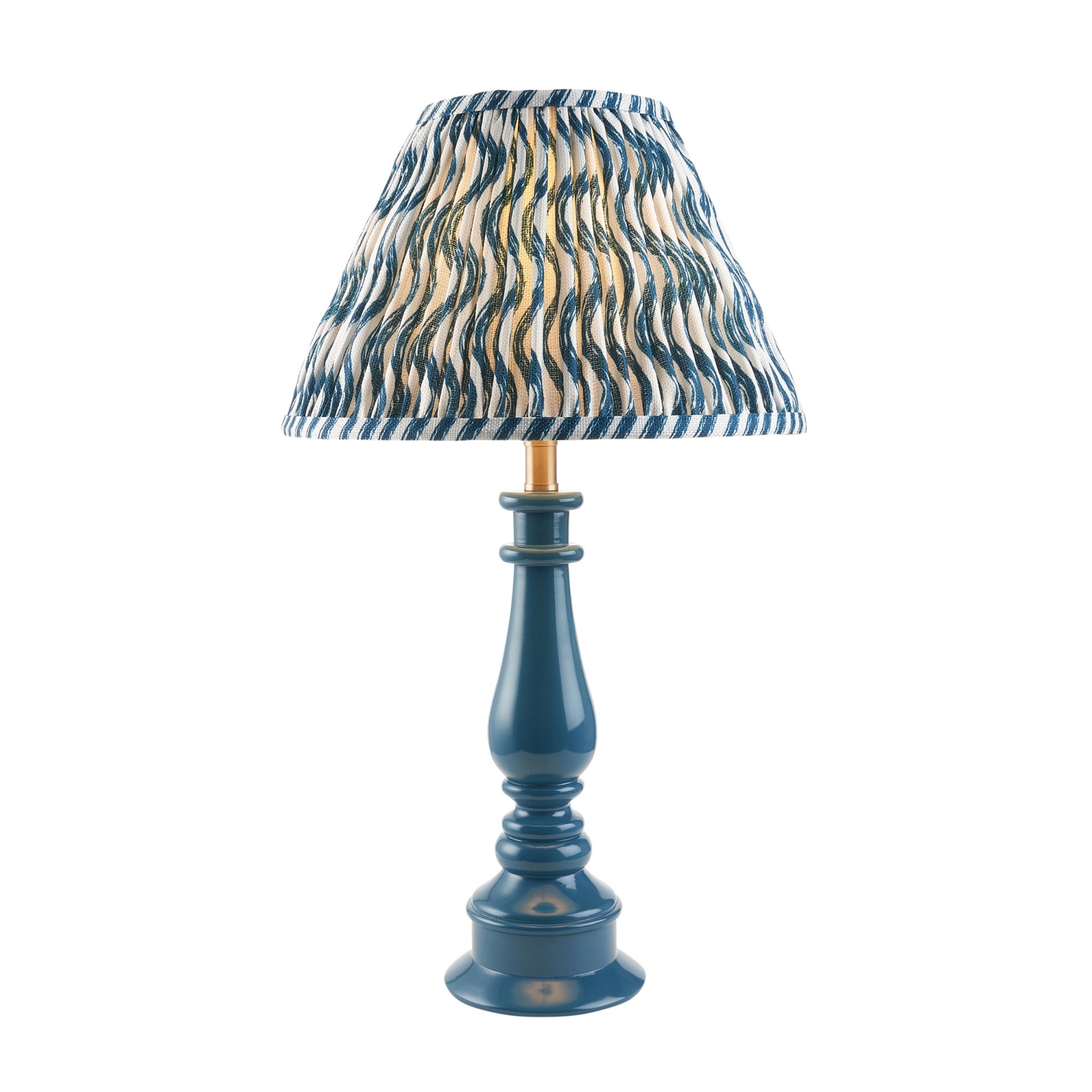 Endon Myrtle Gloss Marlin Blue Table Lamp & Ripple 30cm Marlin Blue Shade