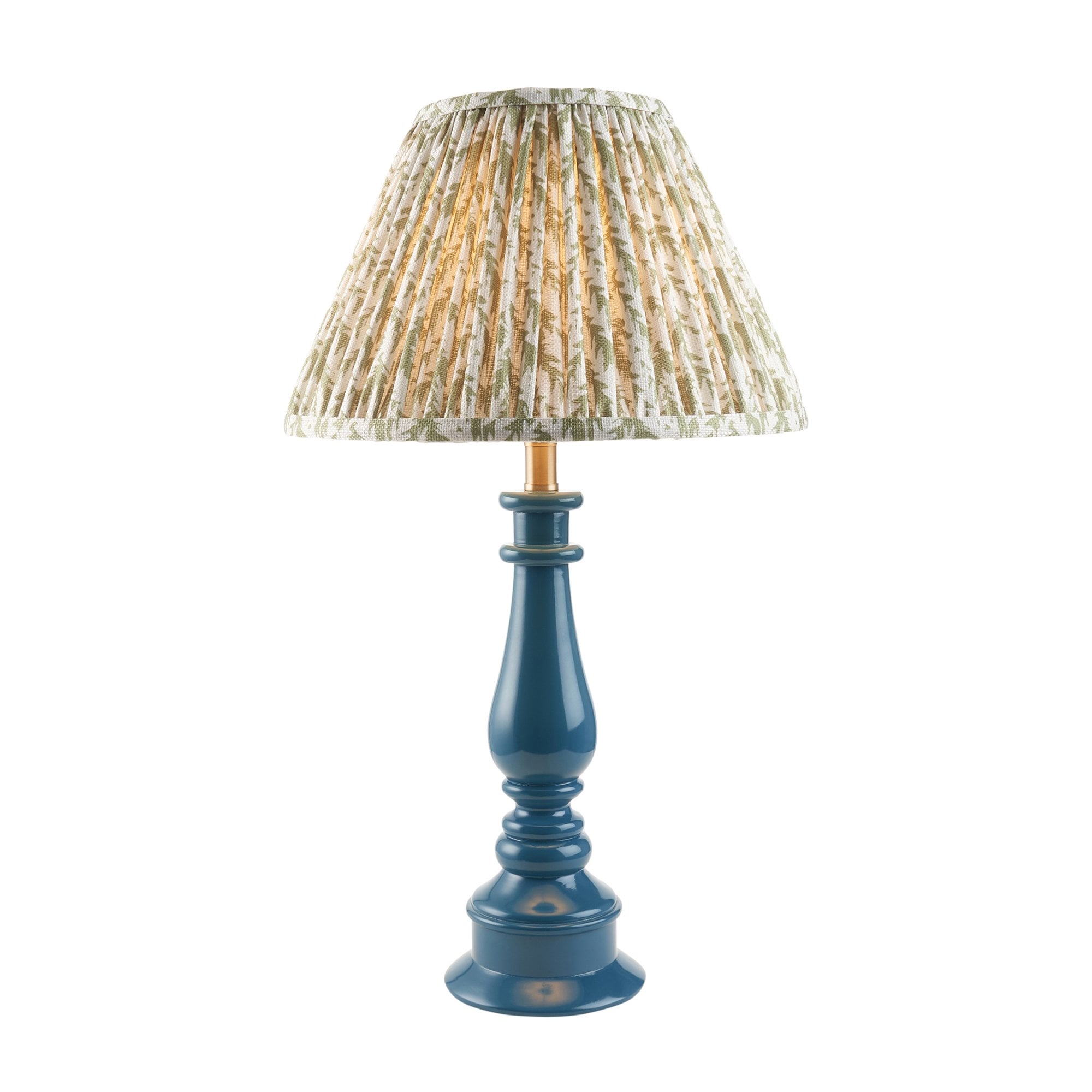 Endon Myrtle Gloss Marlin Blue Table Lamp & Leaf 30cm Herb Garden Green Shade