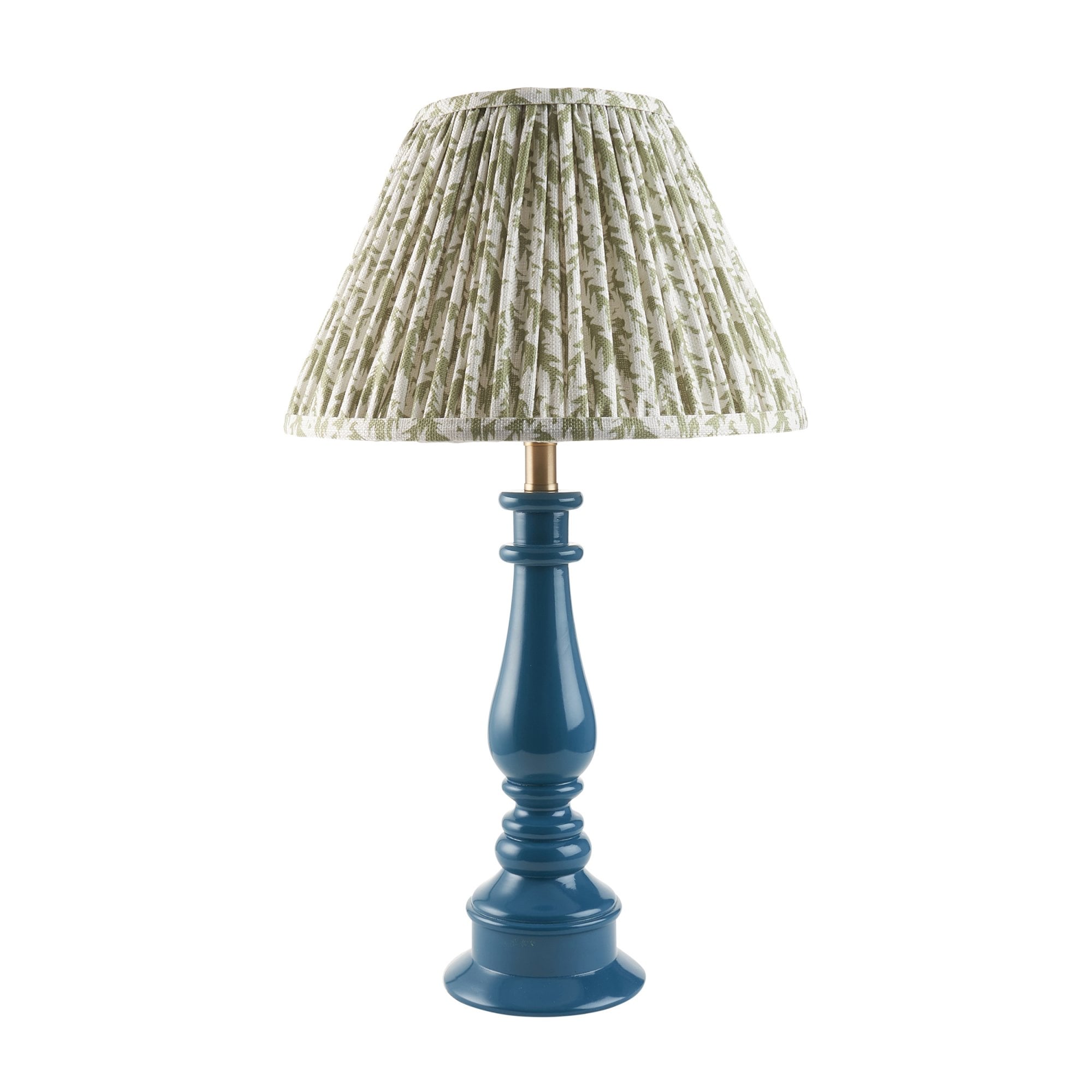 Endon Myrtle Gloss Marlin Blue Table Lamp & Leaf 30cm Herb Garden Green Shade