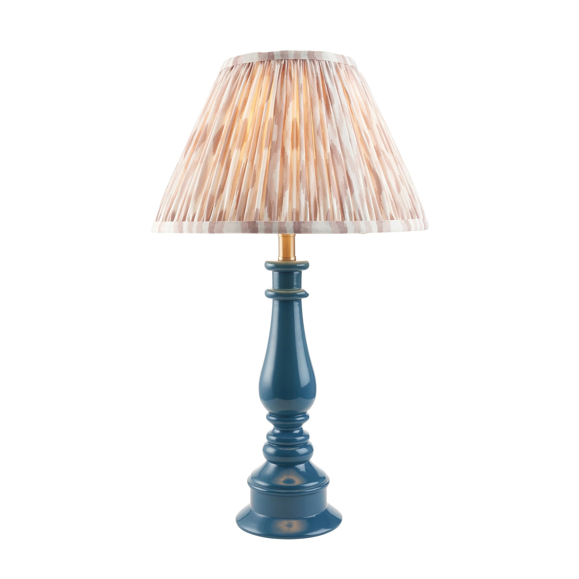 Endon Myrtle Gloss Marlin Blue Table Lamp & Ikat 30cm Neutral Shade