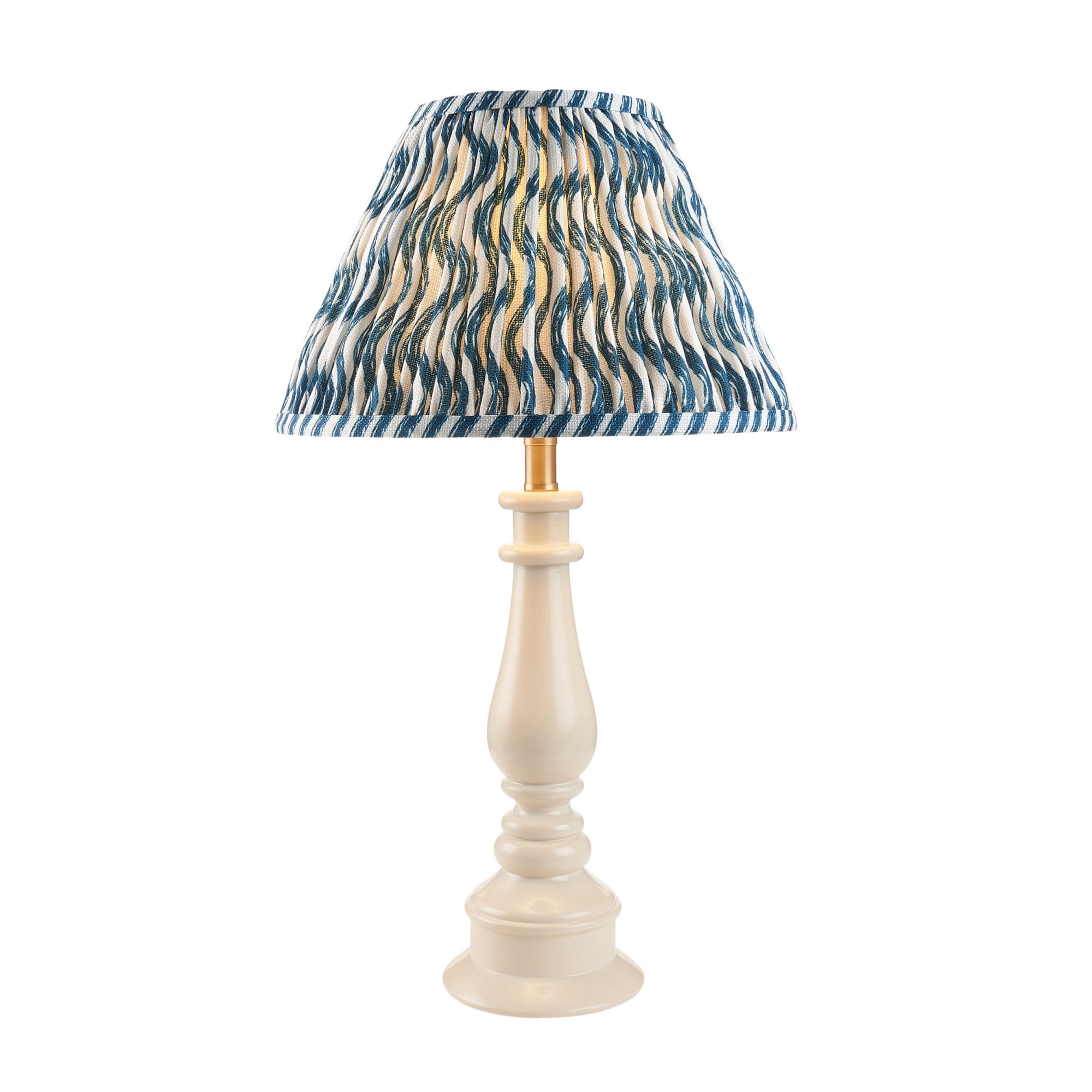 Endon Myrtle Gloss Almond White Table Lamp & Ripple 30cm Marlin Blue Shade