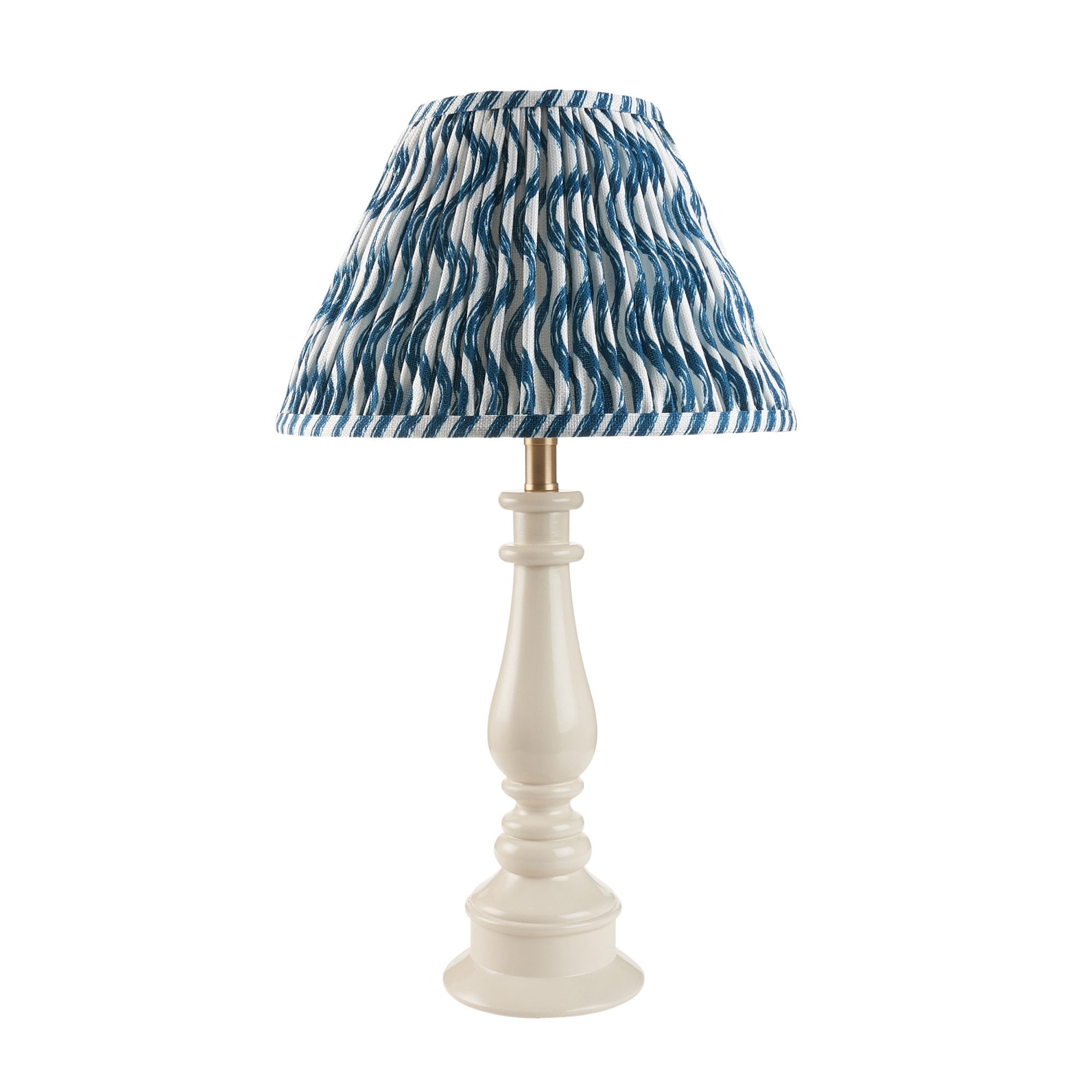 Endon Myrtle Gloss Almond White Table Lamp & Ripple 30cm Marlin Blue Shade