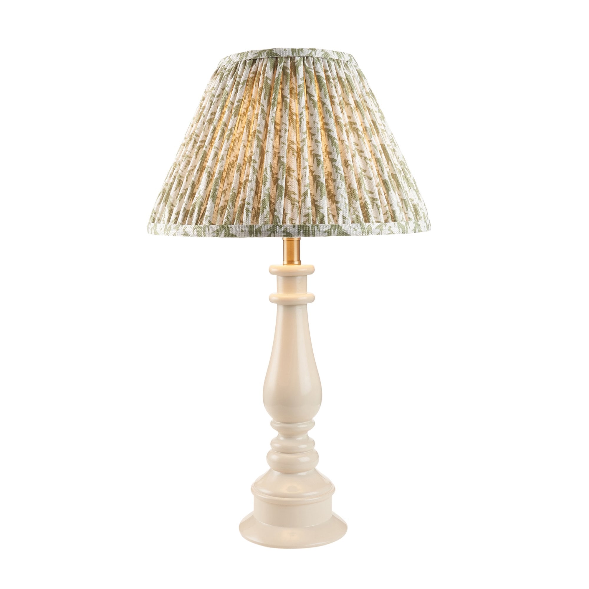 Endon Myrtle Gloss Almond White Table Lamp & Leaf 30cm Herb Garden Green Shade