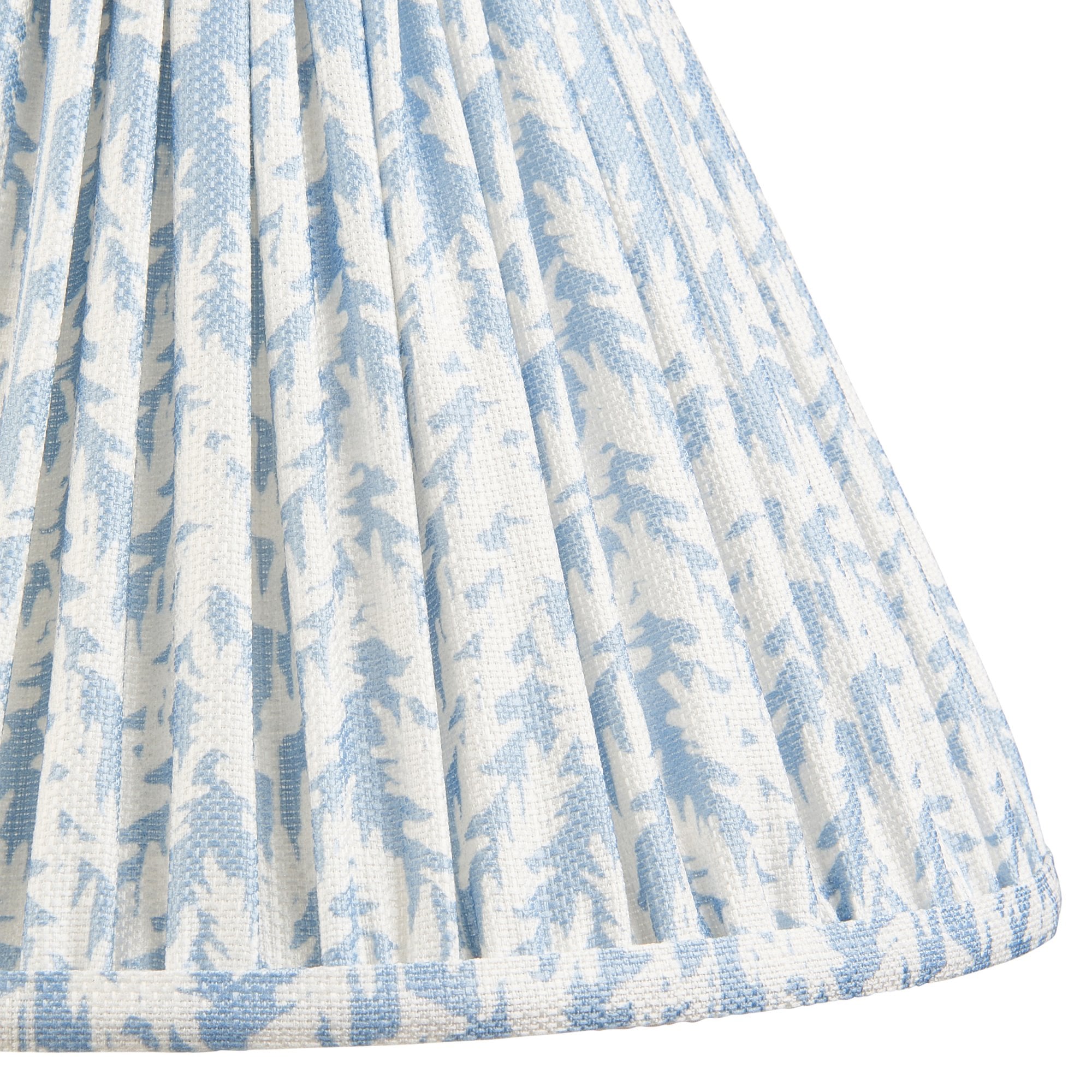 Endon Myrtle Table Gloss Almond White Lamp & Leaf 30cm Shell Bay Blue Shade