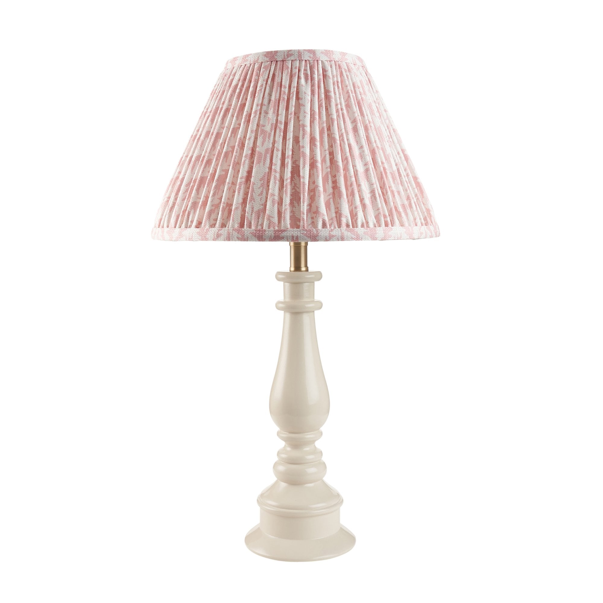 Endon Myrtle Gloss Almond White Table Lamp & Leaf 30cm Peachy Keen Shade