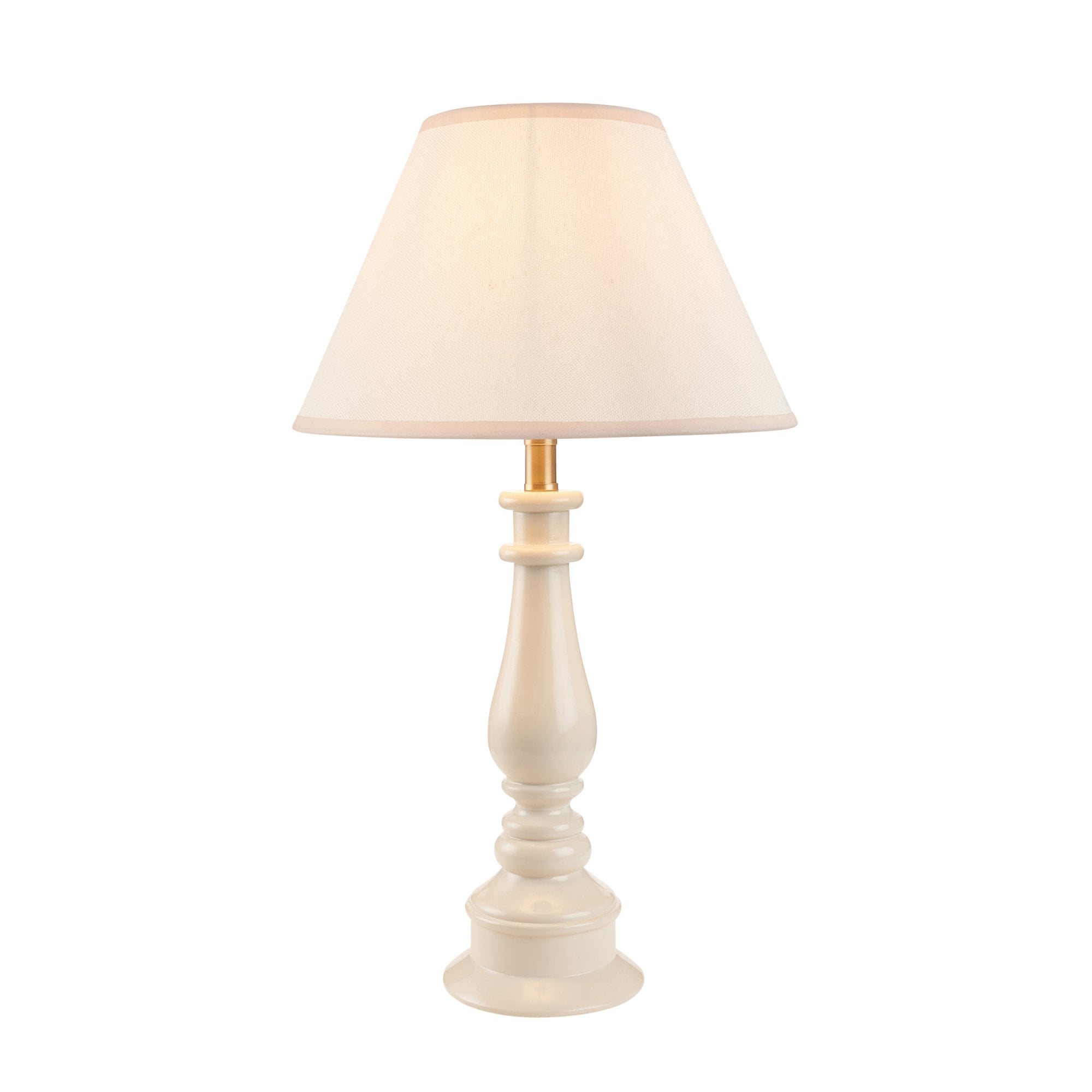 Endon Myrtle Gloss Almond White Table Lamp & Ivy 30cm Vintage White Shade