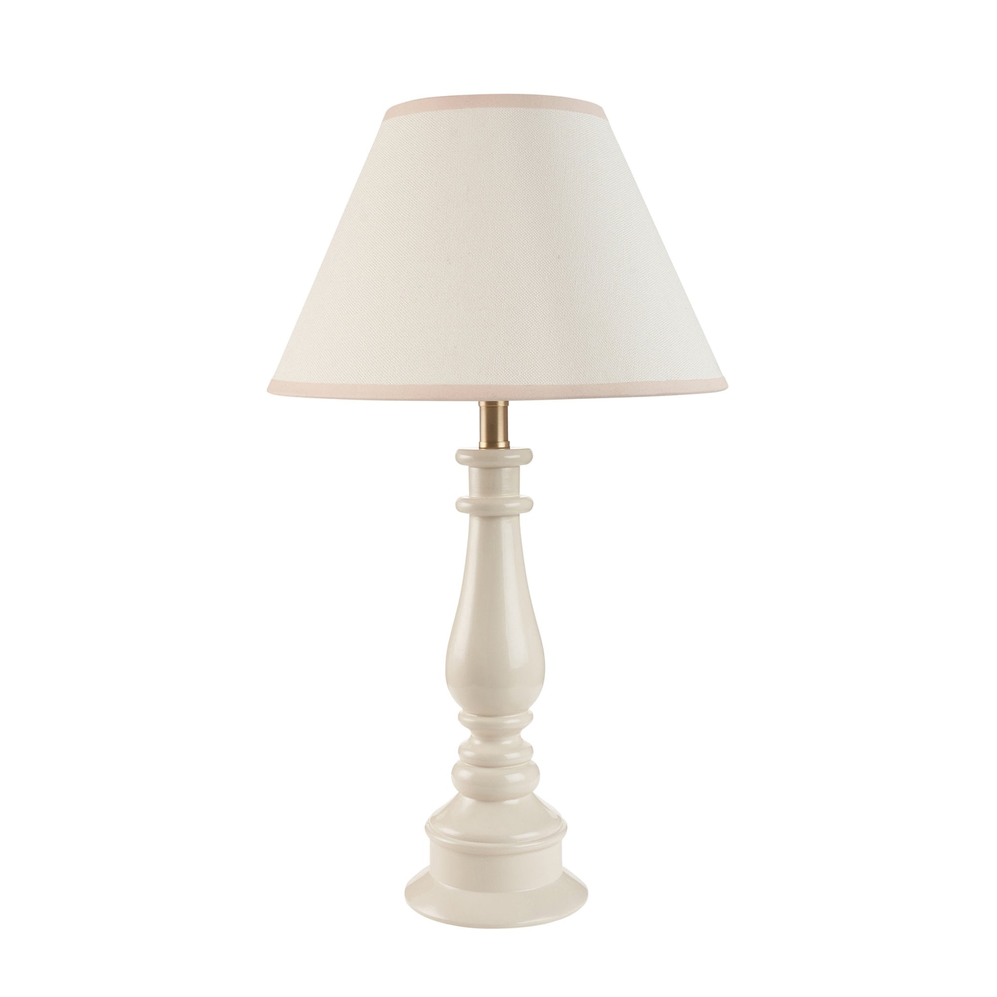Endon Myrtle Gloss Almond White Table Lamp & Ivy 30cm Vintage White Shade