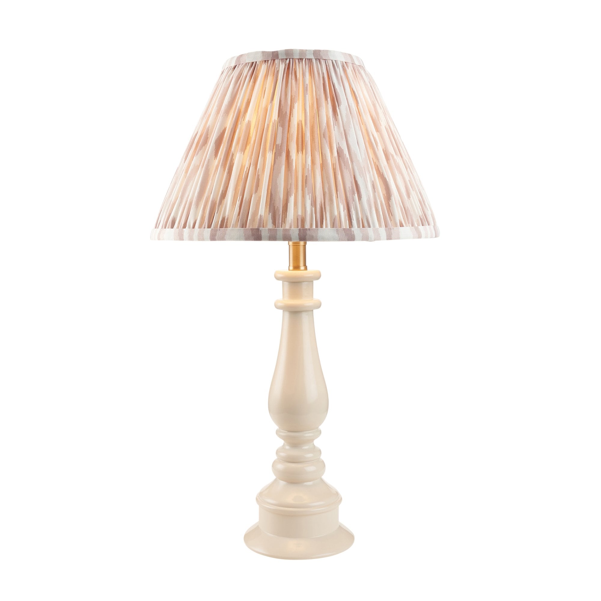Endon Myrtle Gloss Almond White Table Lamp & Ikat 30cm Neutral Shade