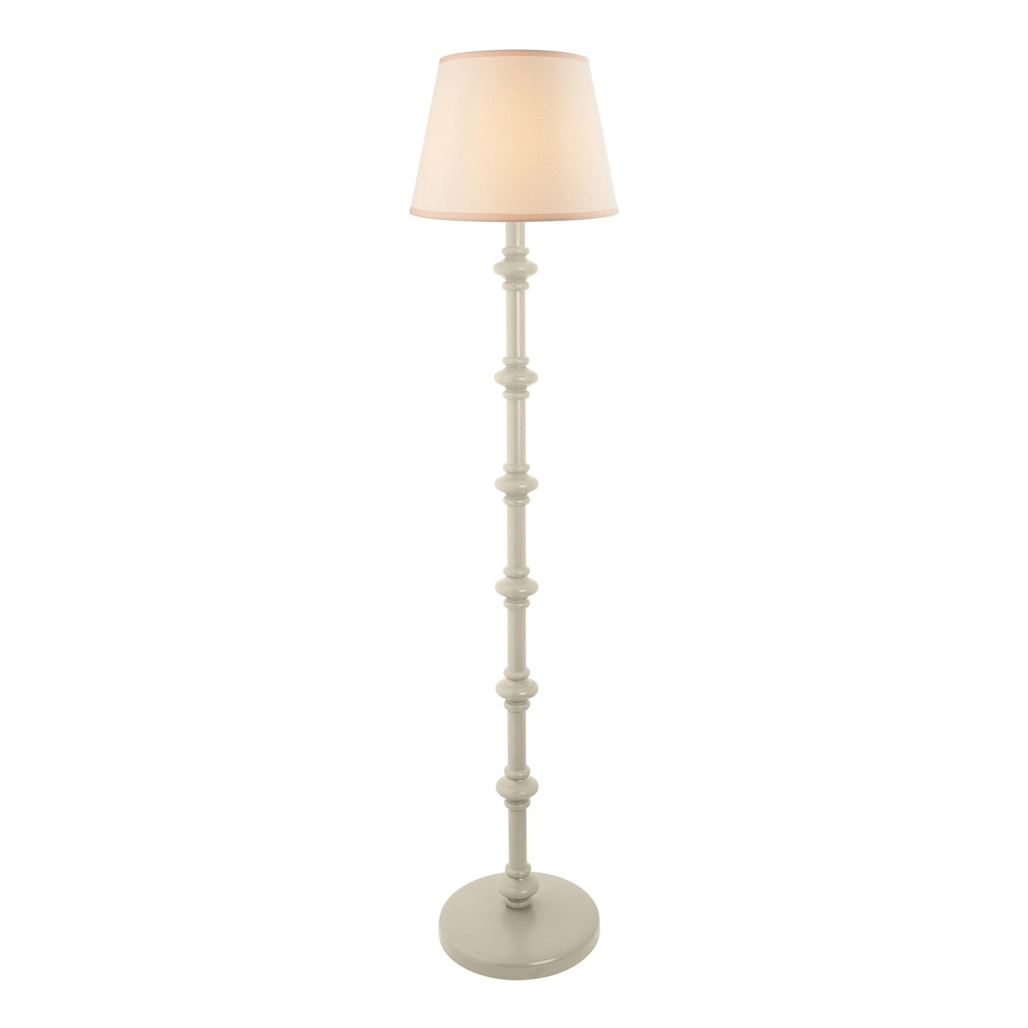 Endon Carnaby Satin Almond White Floor Lamp & Ivy 35cm Vintage White Shade