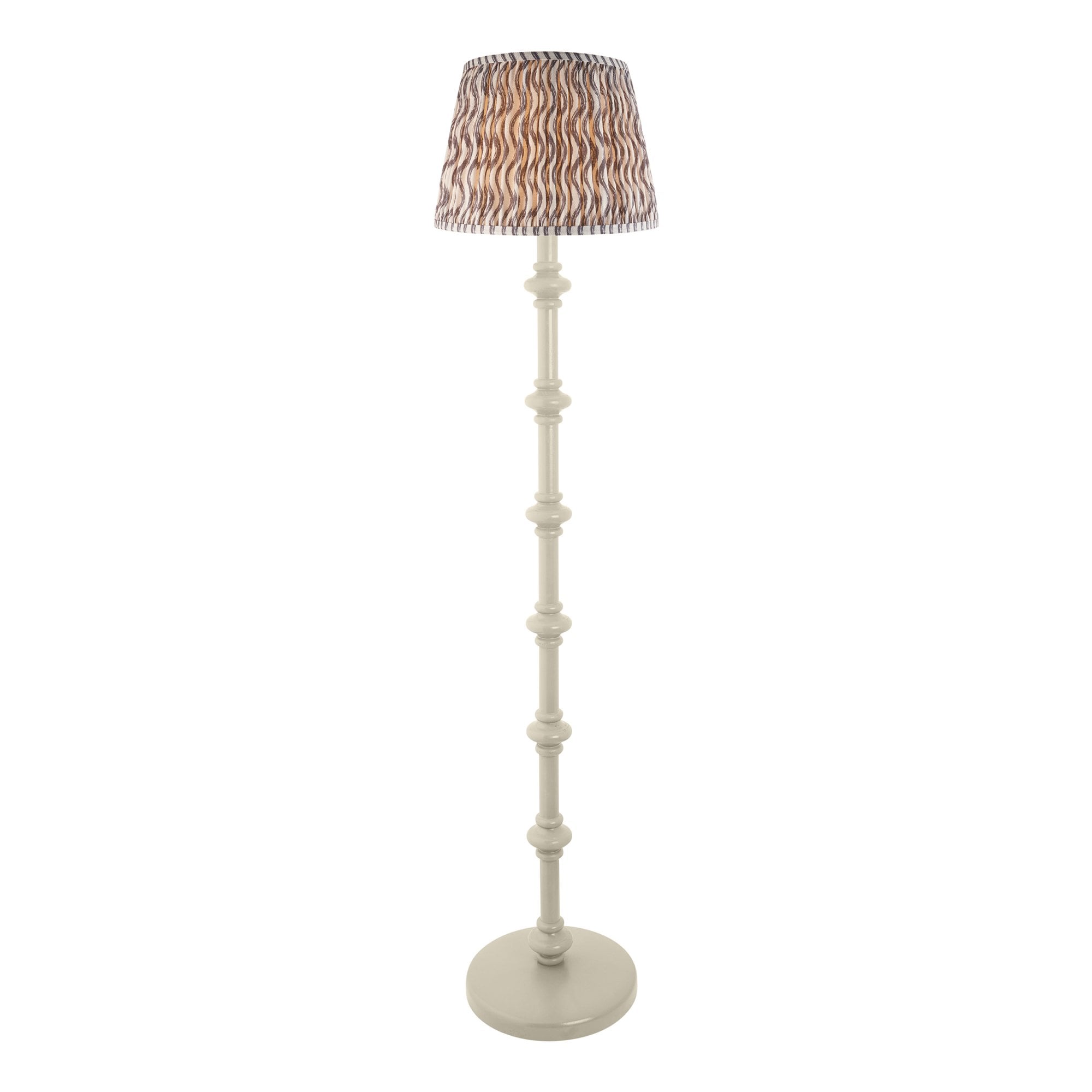 Endon Carnaby Satin Almond White Floor Lamp & Ripple 35cm Pearl Grey Shade