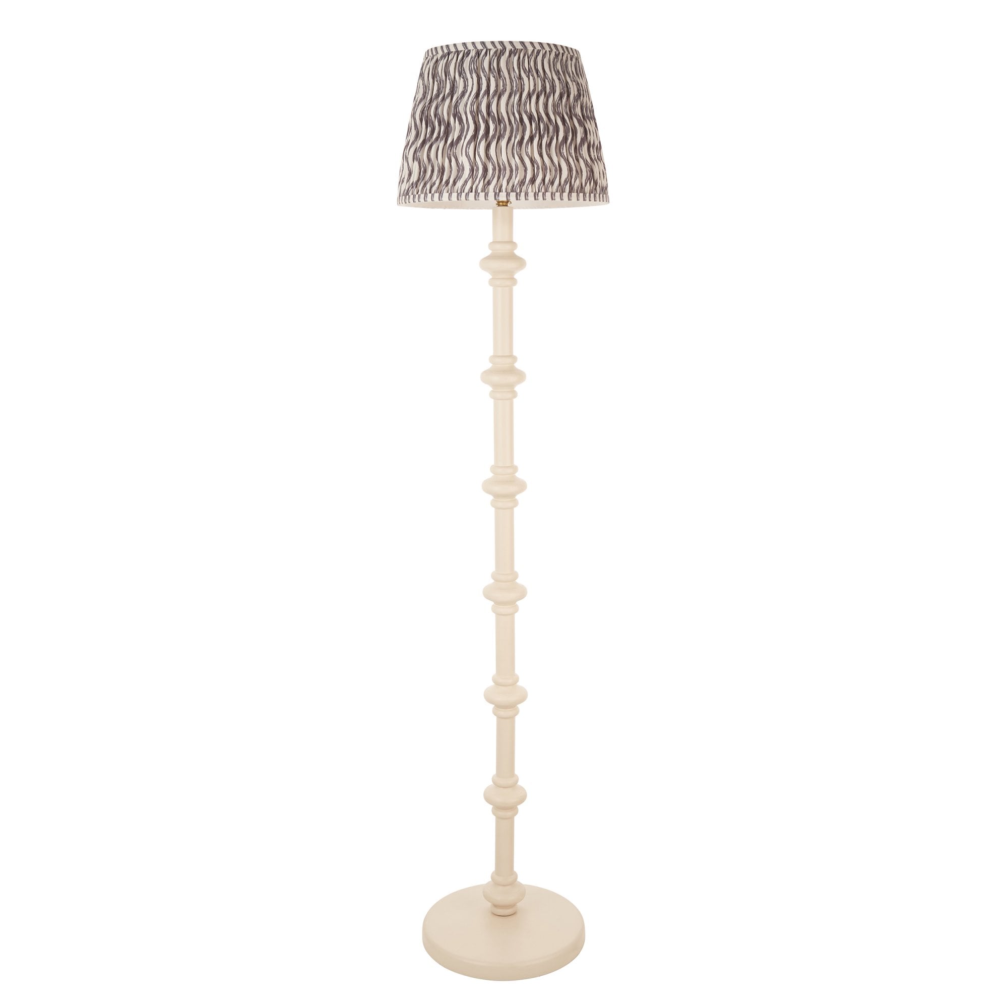 Endon Carnaby Satin Almond White Floor Lamp & Ripple 35cm Pearl Grey Shade