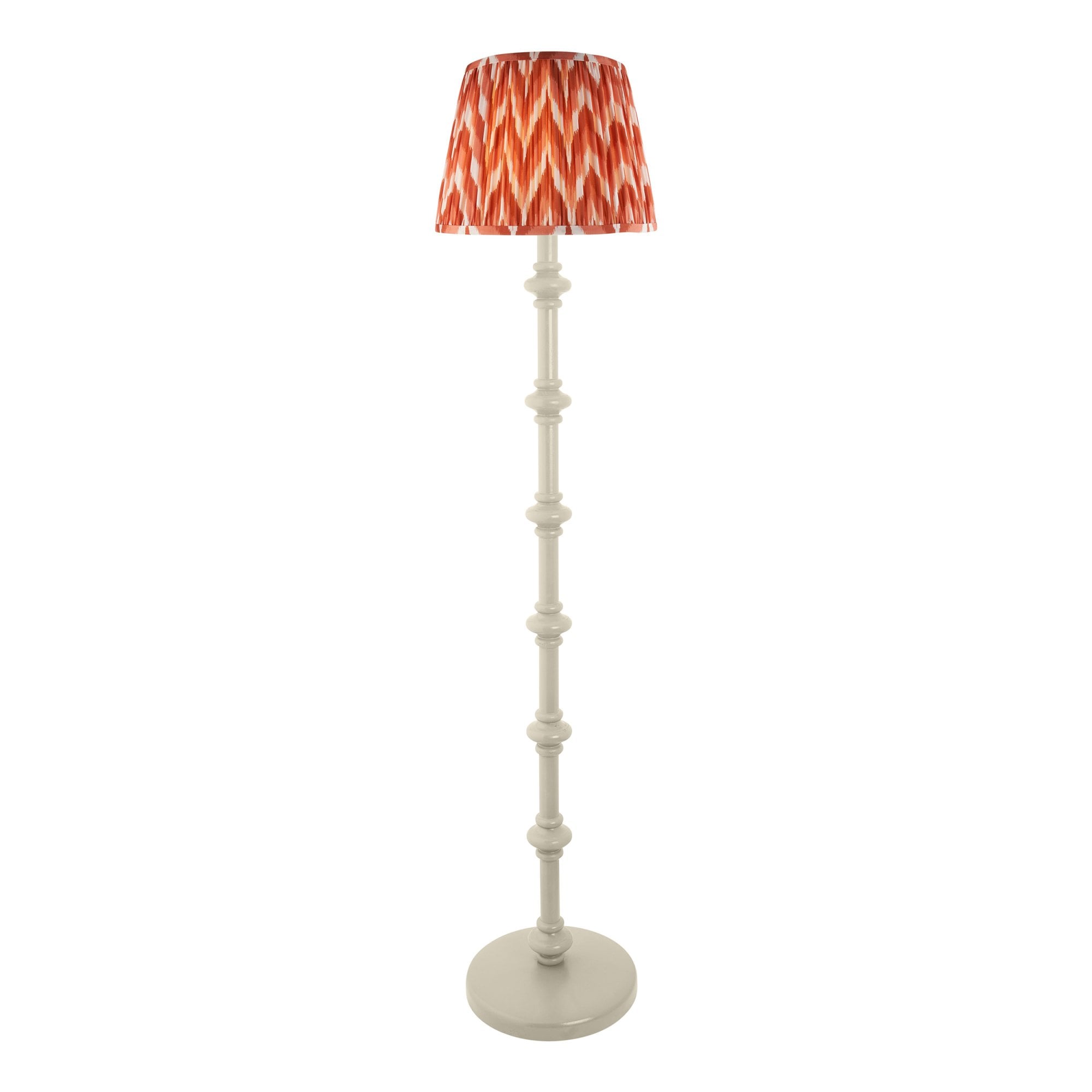 Endon Carnaby Satin Almond White Floor Lamp & Zigzag 35cm Apricot Orange Shade