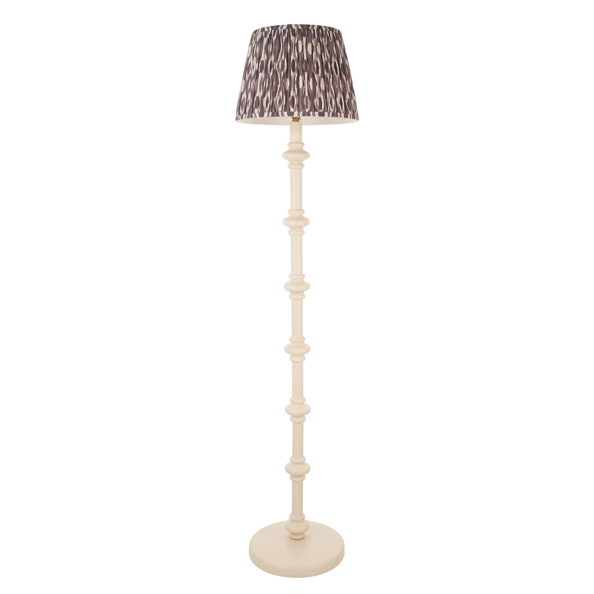 Endon Carnaby Satin Almond White Floor Lamp & Ikat 35cm Pearl Grey Shade