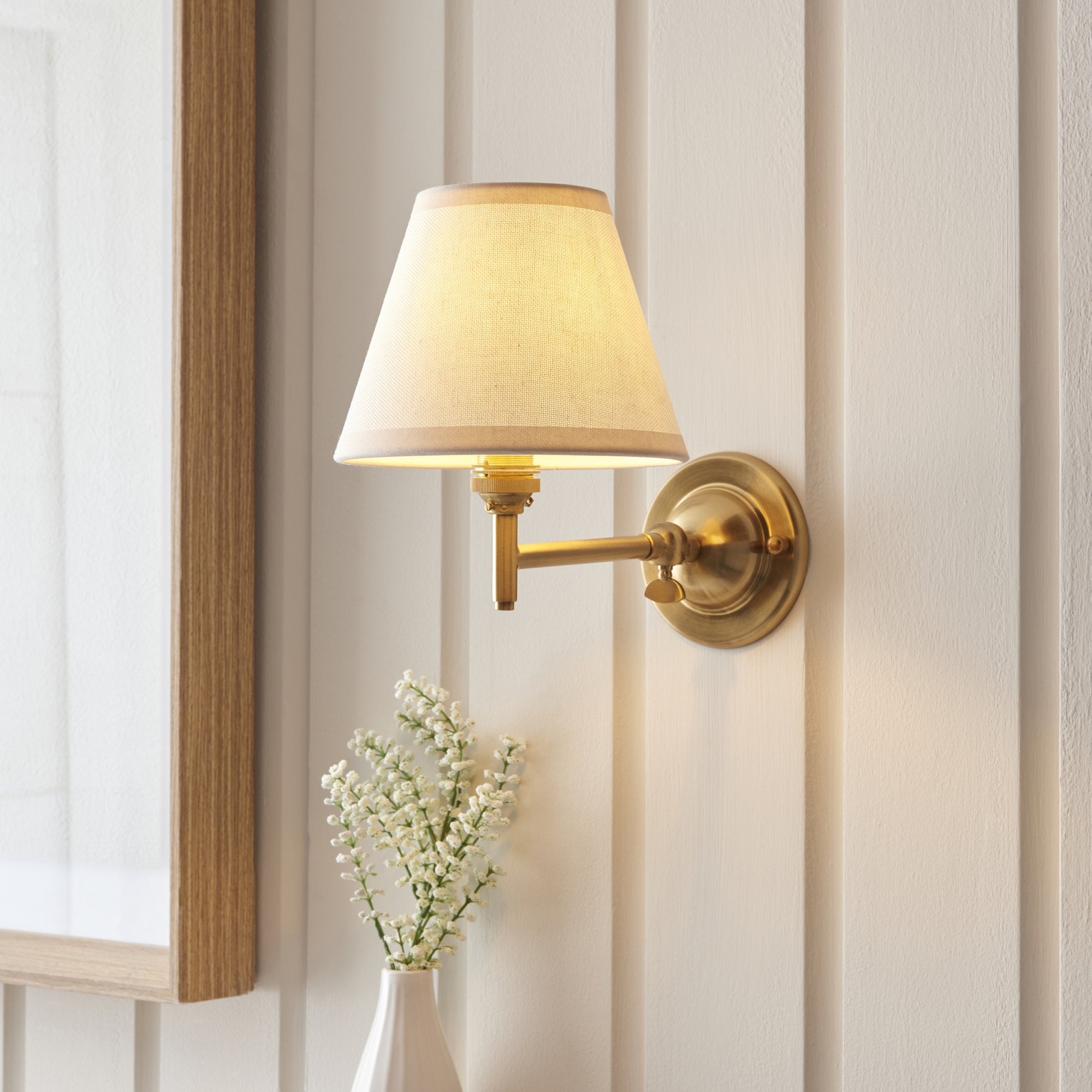 Endon Dome Fold Wall Light & Ivy 16cm Vintage White Shade