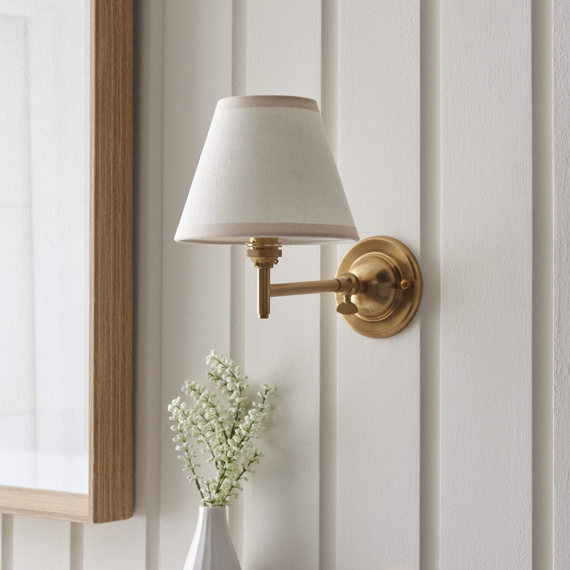 Endon Dome Fold Wall Light & Ivy 16cm Vintage White Shade