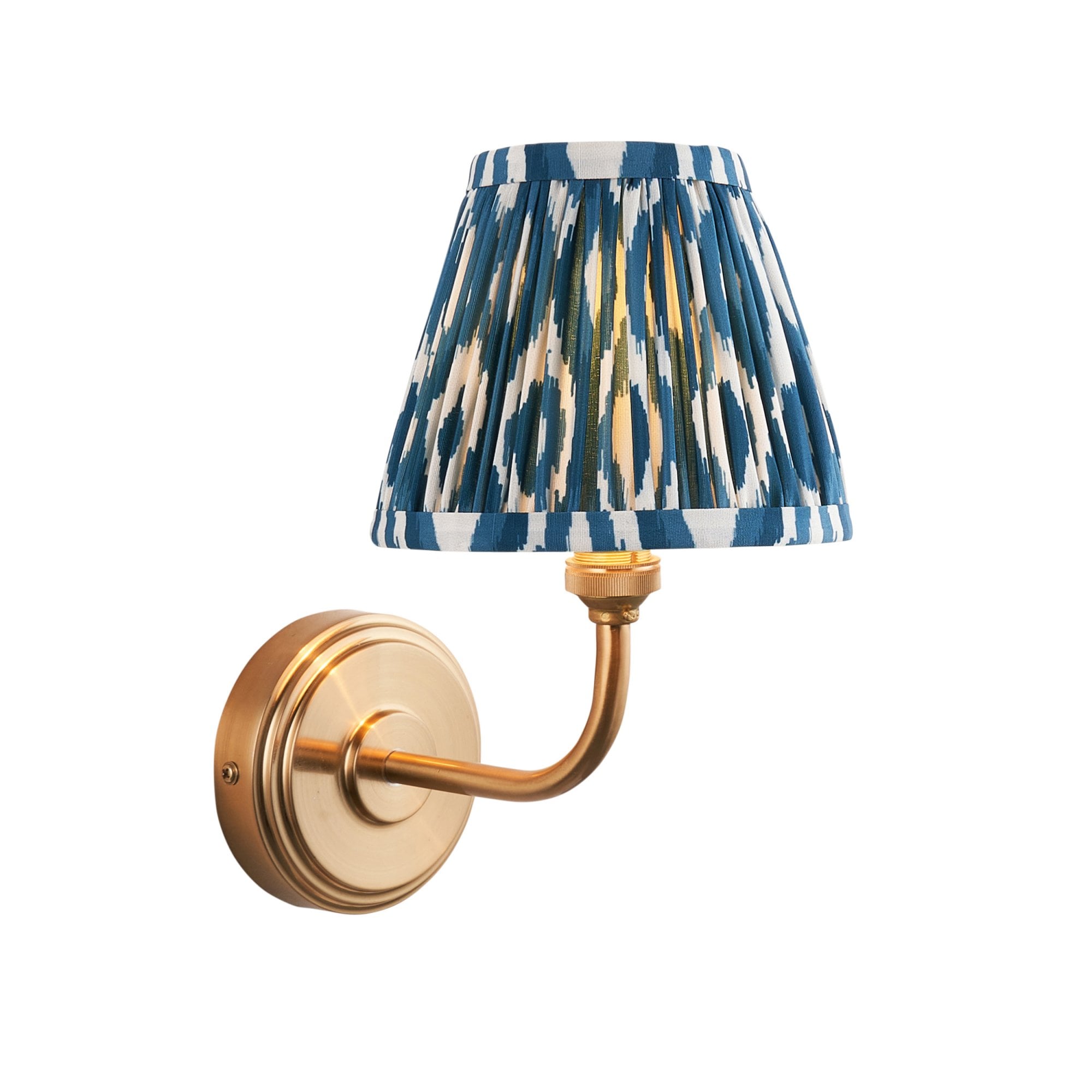 Endon Step Arc Wall Light & Ikat 16cm Marlin Blue Shade