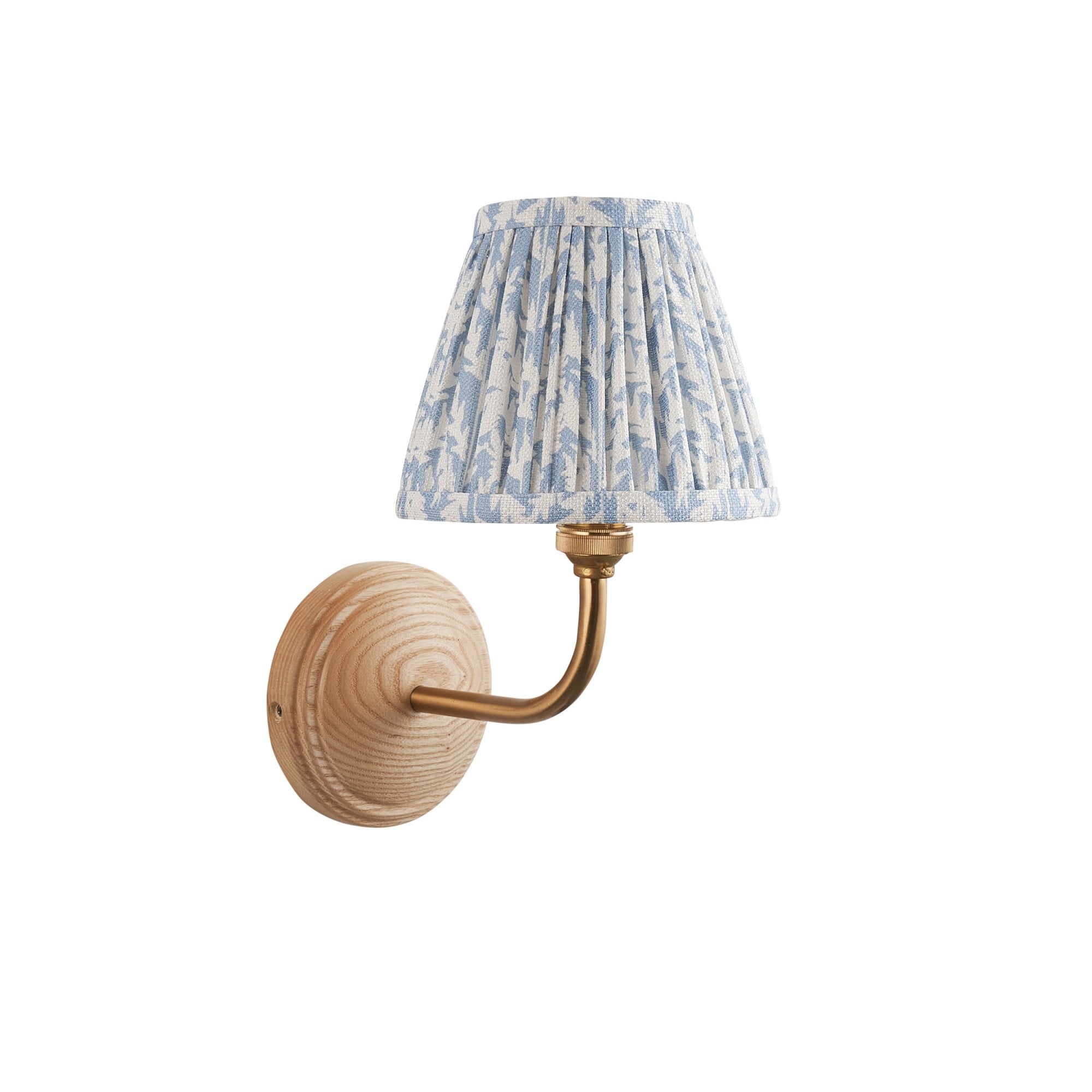 Endon Wood Arc Wall Light & Leaf 16cm Shell Bay Blue Shade
