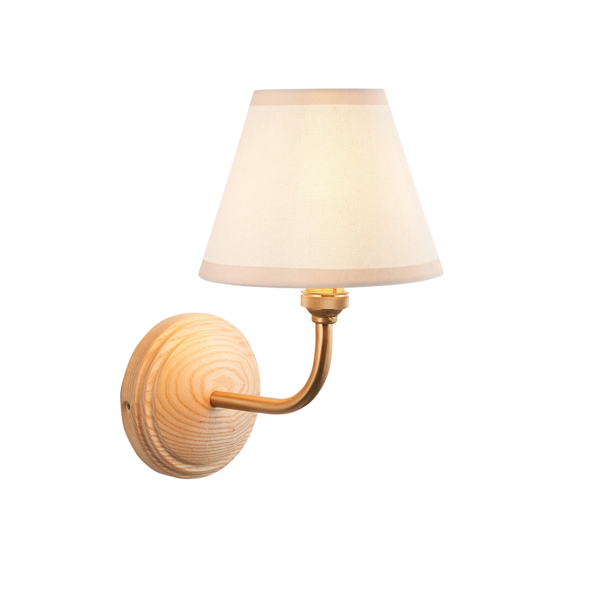 Endon Wood Arc Wall Light & Ivy 16cm Vintage White Shade