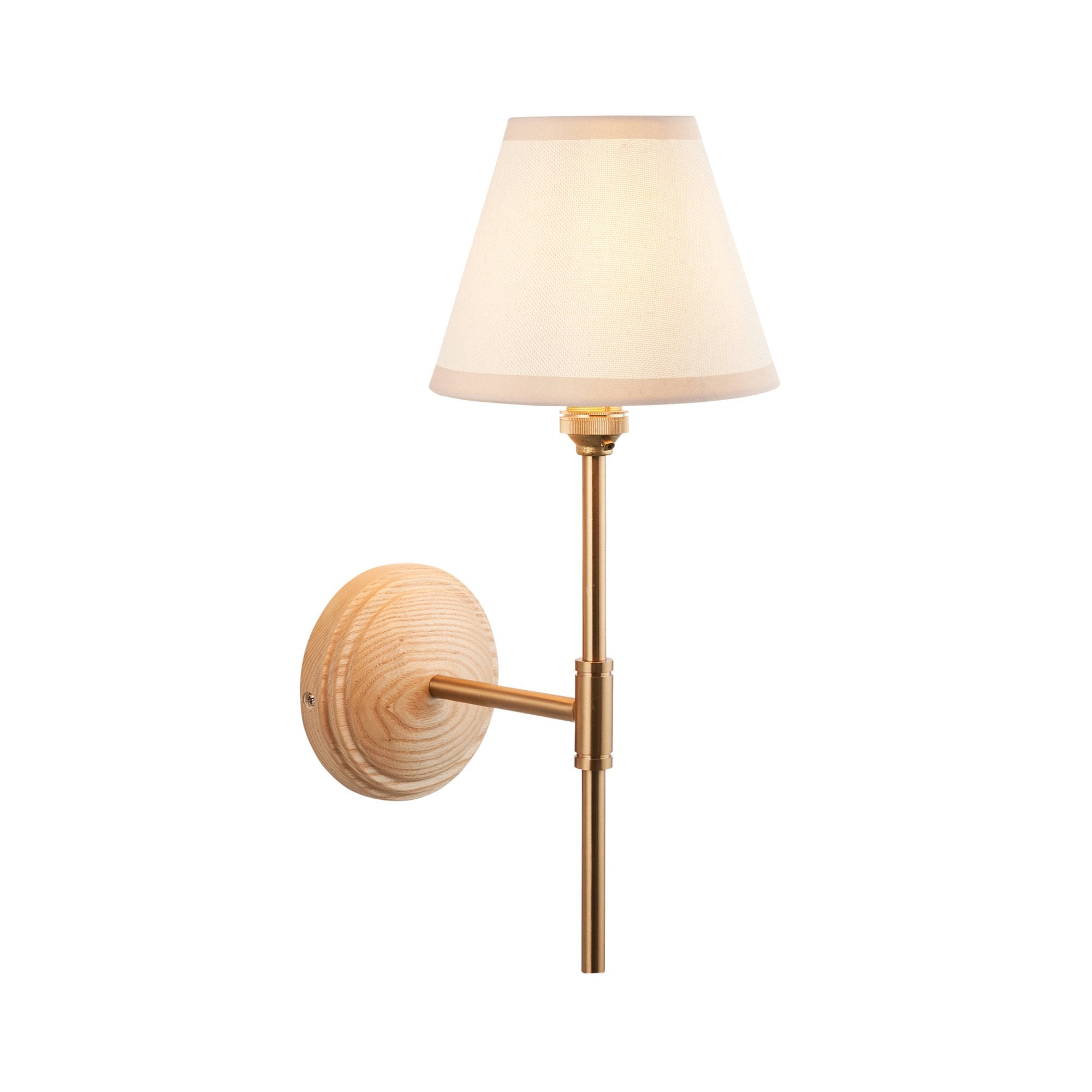 Endon Wood T Bar Wall Light & Ivy 16cm Vintage White Shade