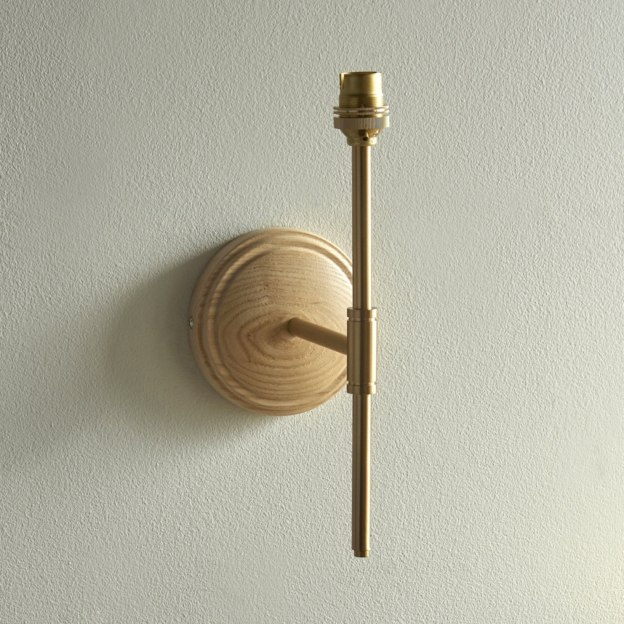 Endon Wood T Bar Wall Light & Ivy 16cm Vintage White Shade