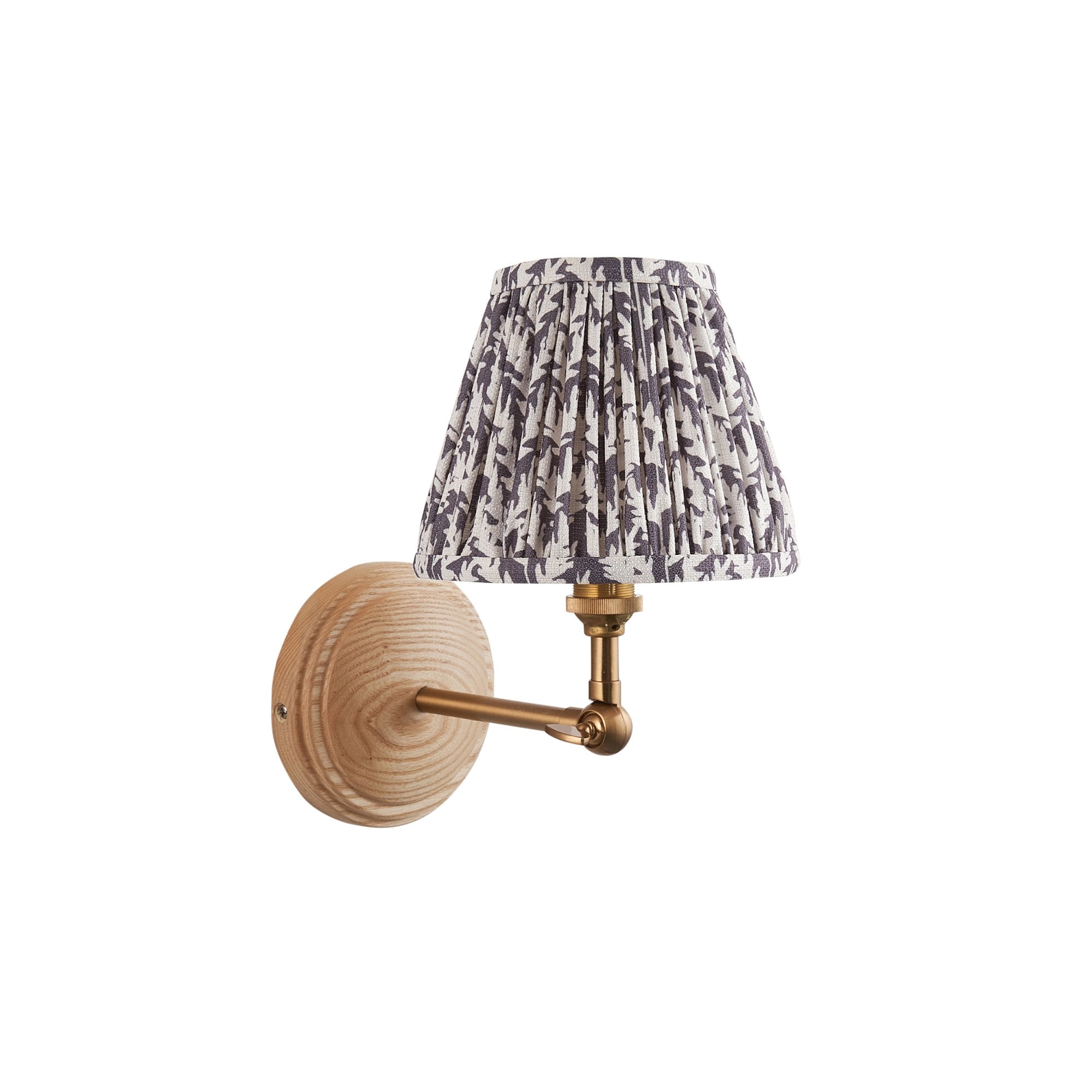 Endon Wood Wing Wall Light & Leaf 16cm Pearl Grey Shade
