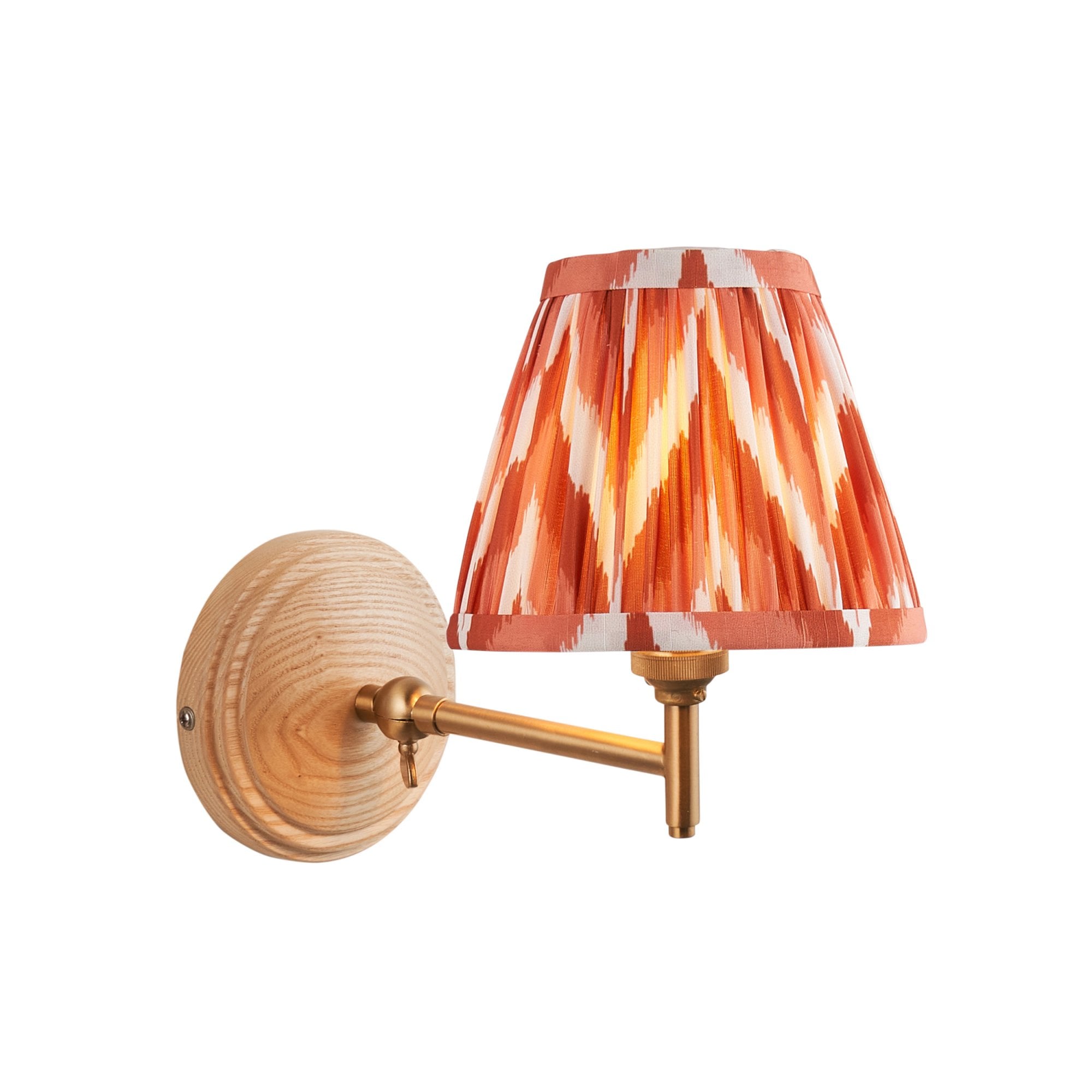 Endon Wood Fold Wall Light & Zigzag 16cm Apricot Orange Shade
