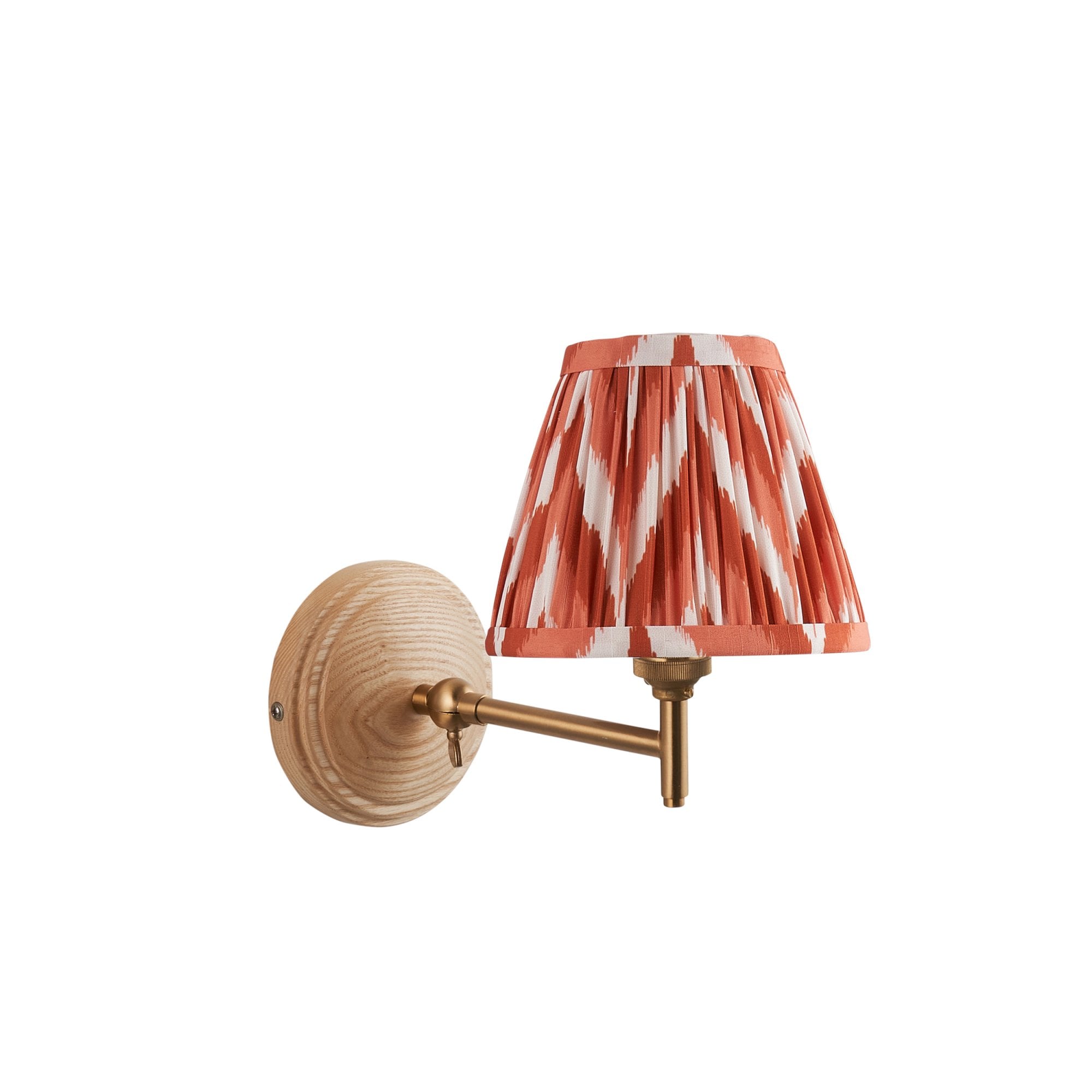 Endon Wood Fold Wall Light & Zigzag 16cm Apricot Orange Shade