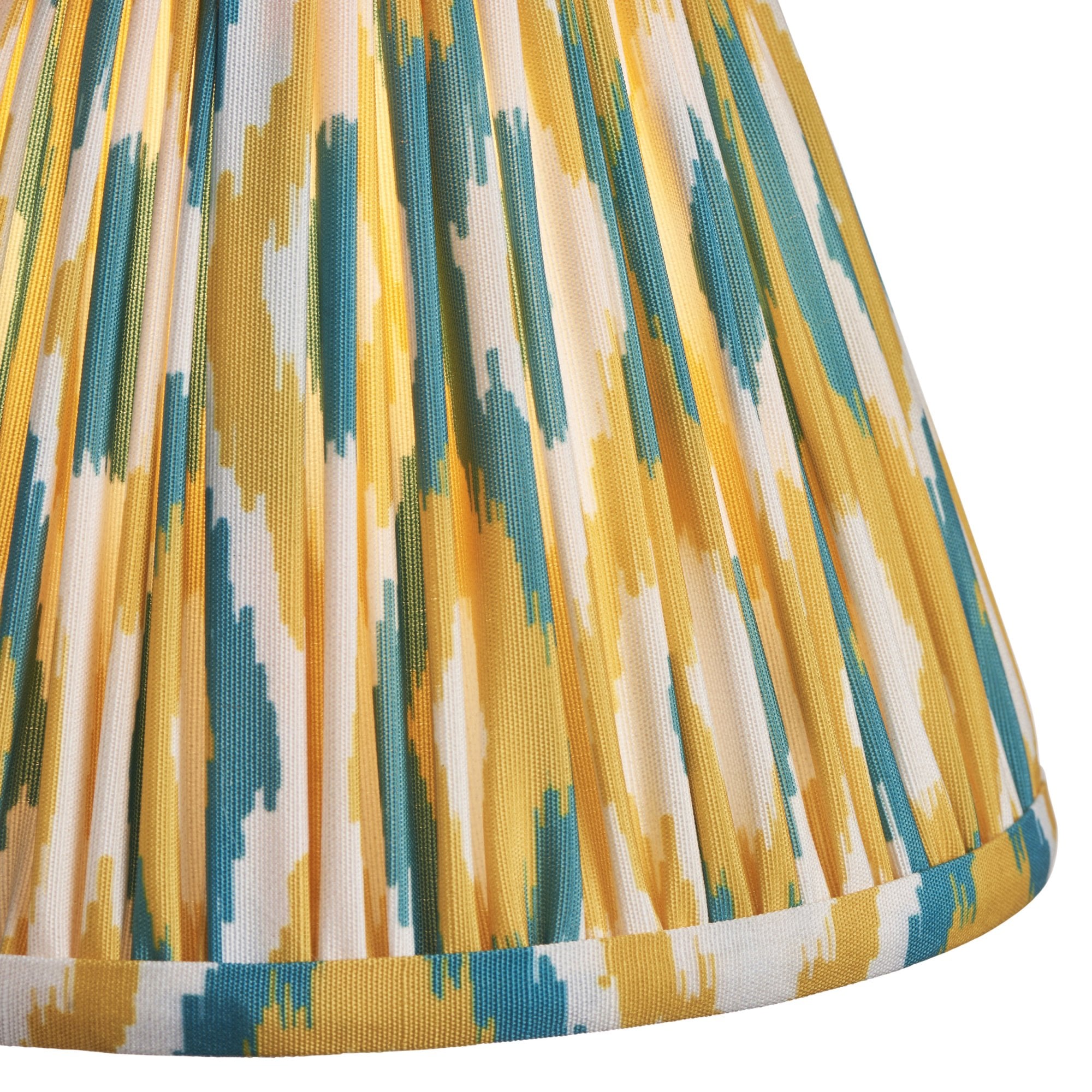 Endon Wood Fold Wall Light & Ikat 16cm Yellow & Jade Shade
