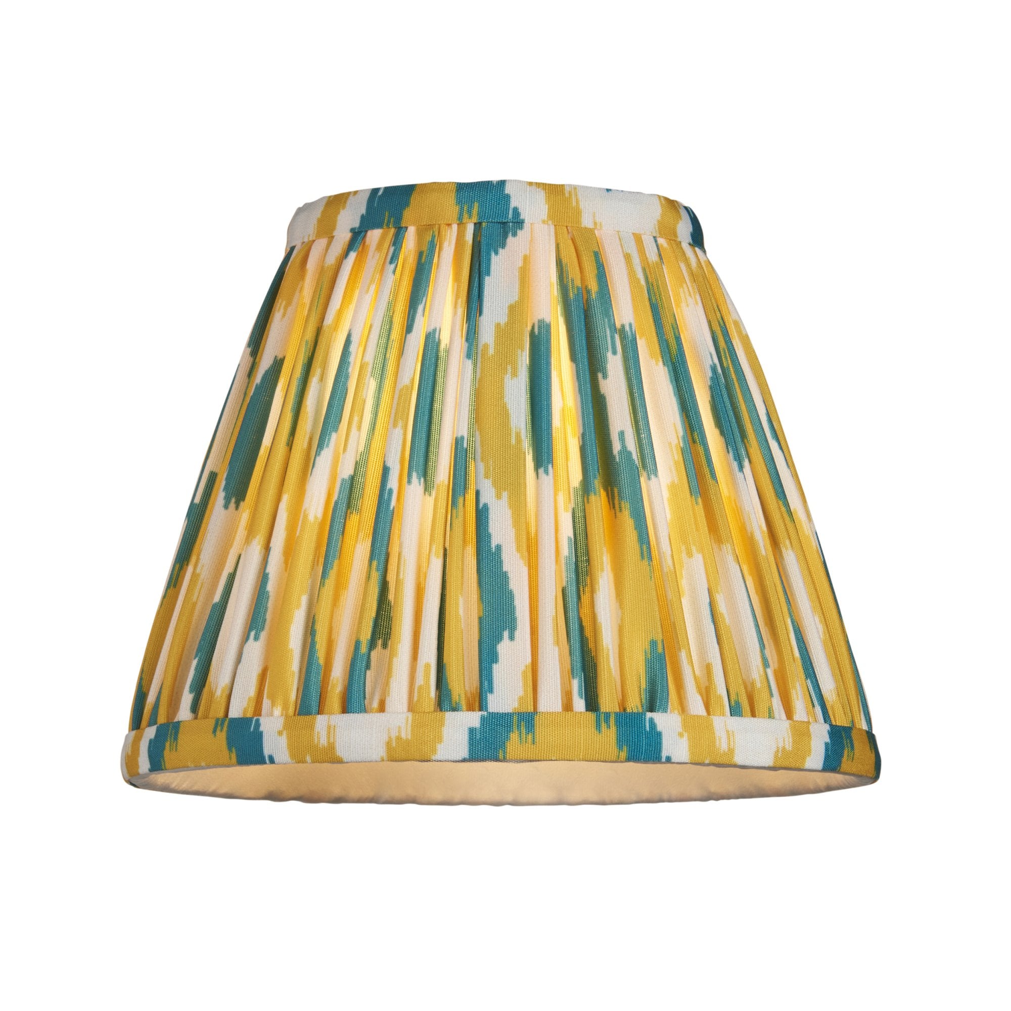 Endon Wood Fold Wall Light & Ikat 16cm Yellow & Jade Shade