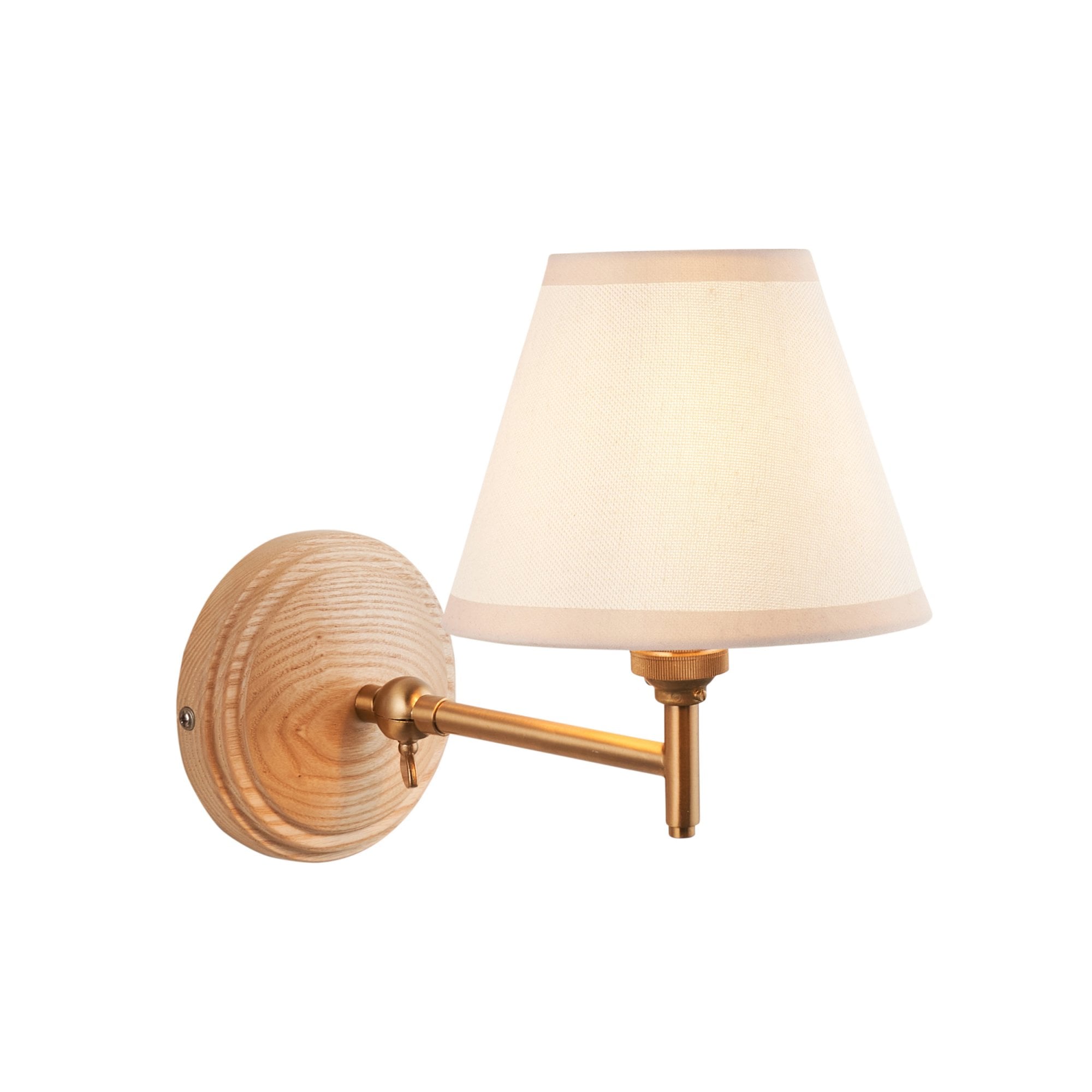 Endon Wood Fold Wall Light & Ivy 16cm Vintage White Shade