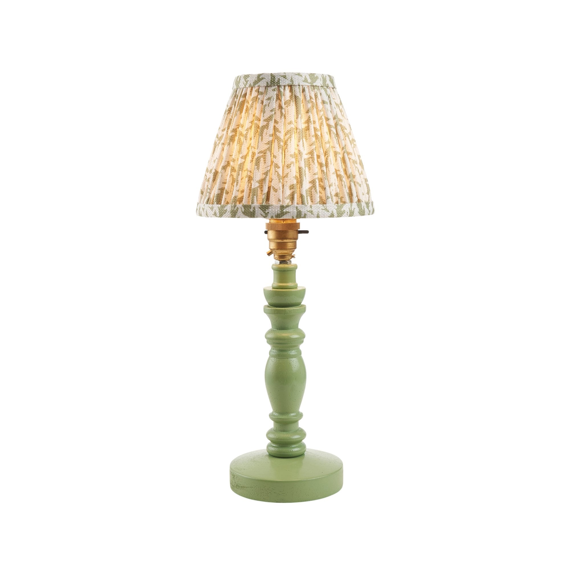 Endon Bibury Satin Cotswold Green Table Lamp & Leaf 16cm Herb Garden Green Shade