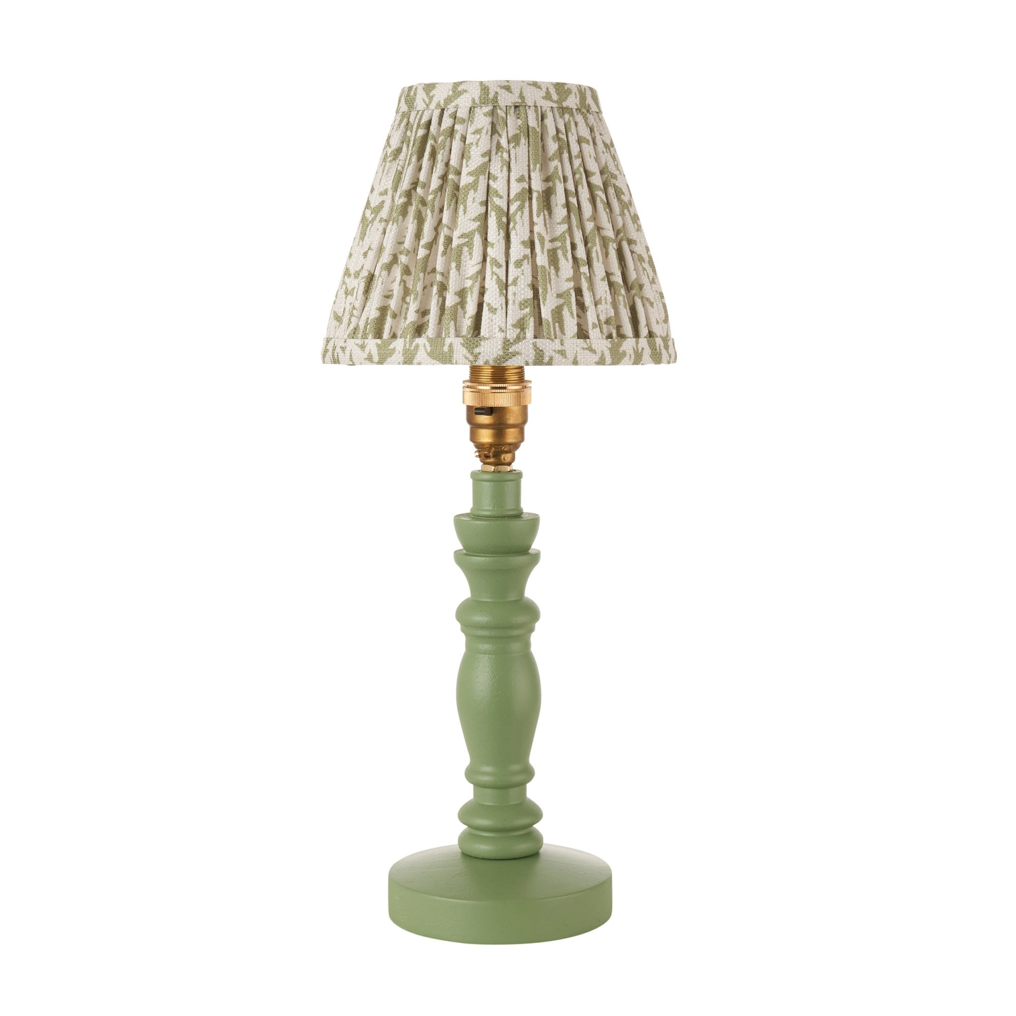 Endon Bibury Satin Cotswold Green Table Lamp & Leaf 16cm Herb Garden Green Shade