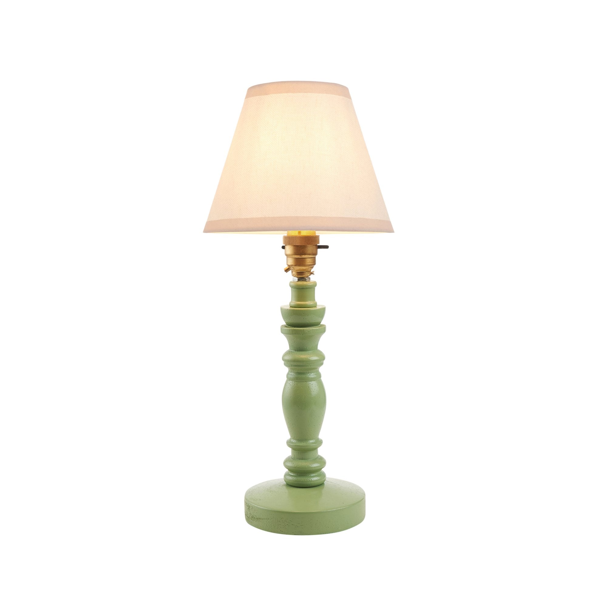 Endon Bibury Satin Cotswold Green Table Lamp & Ivy 16cm Vintage White Shade
