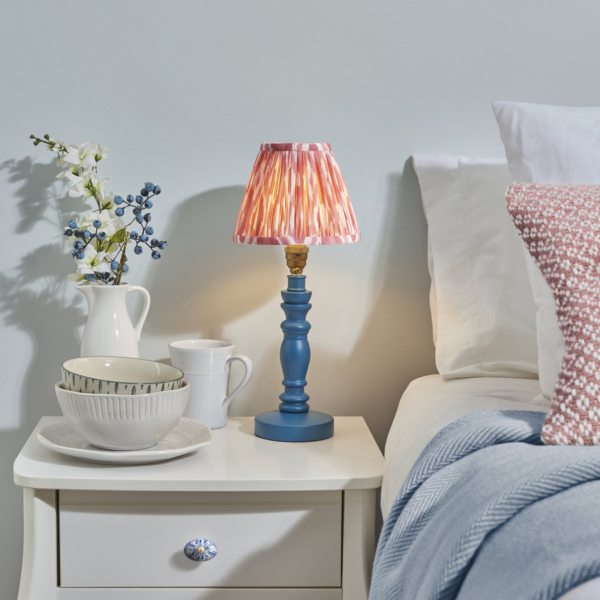 Endon Bibury Table Lamp & Ikat 16cm Coral Pink Shade