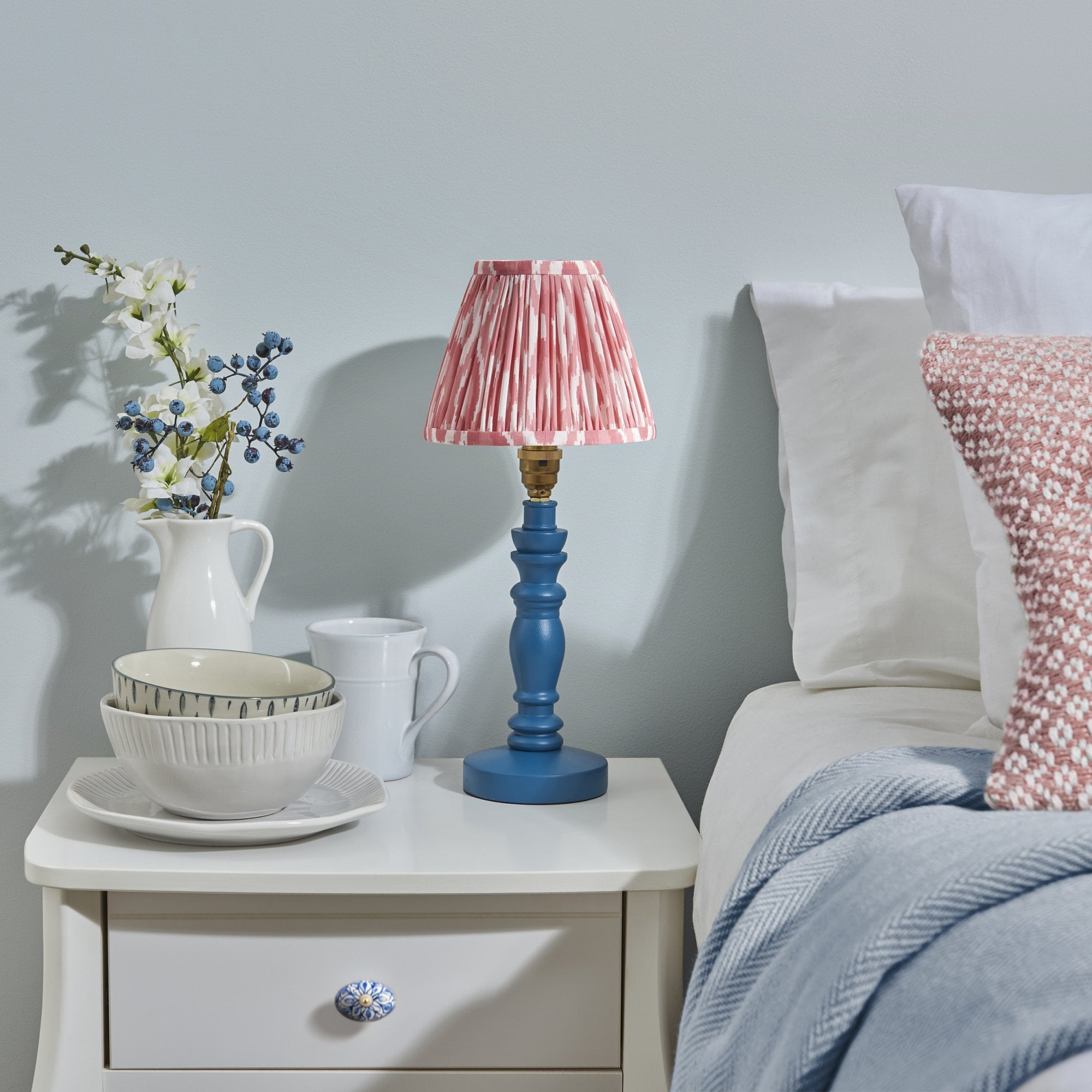 Endon Bibury Table Lamp & Ikat 16cm Coral Pink Shade